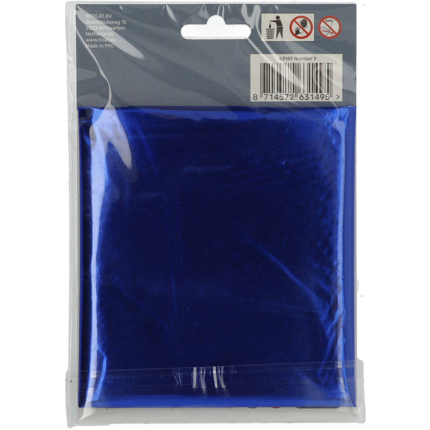 Foil Balloon Number 9 - Blue - 86 cm