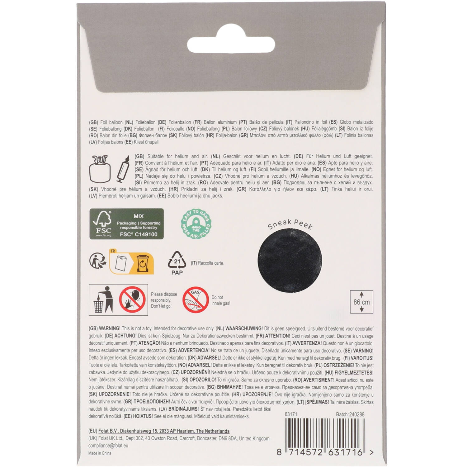 Foil Balloon Number 1 - Silver - 86 cm