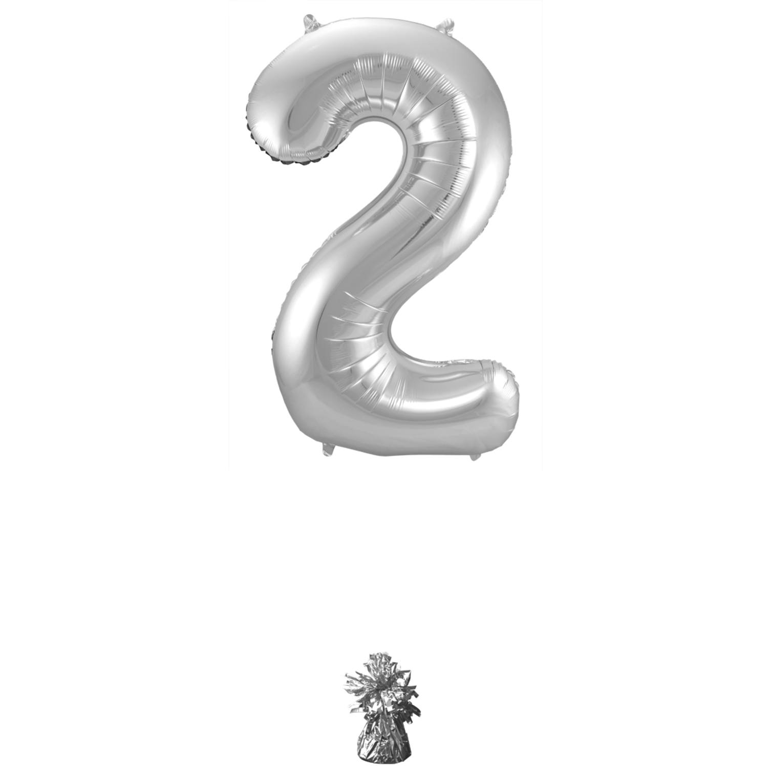 Foil Balloon Number 2 - Silver - 86 cm