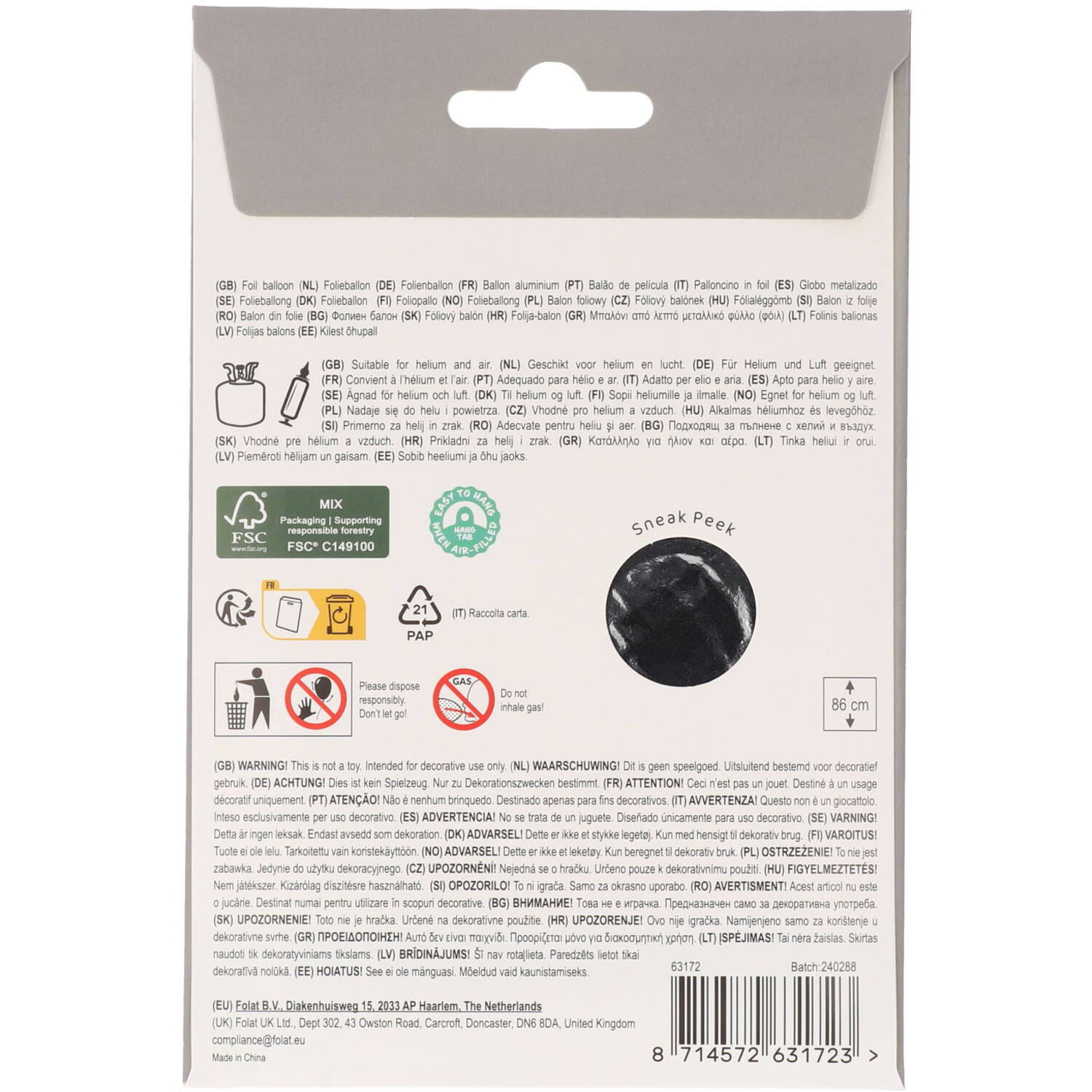 Foil Balloon Number 2 - Silver - 86 cm