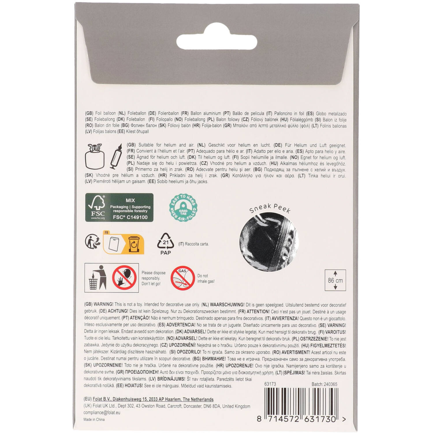 Foil Balloon Number 3 - Silver - 86 cm