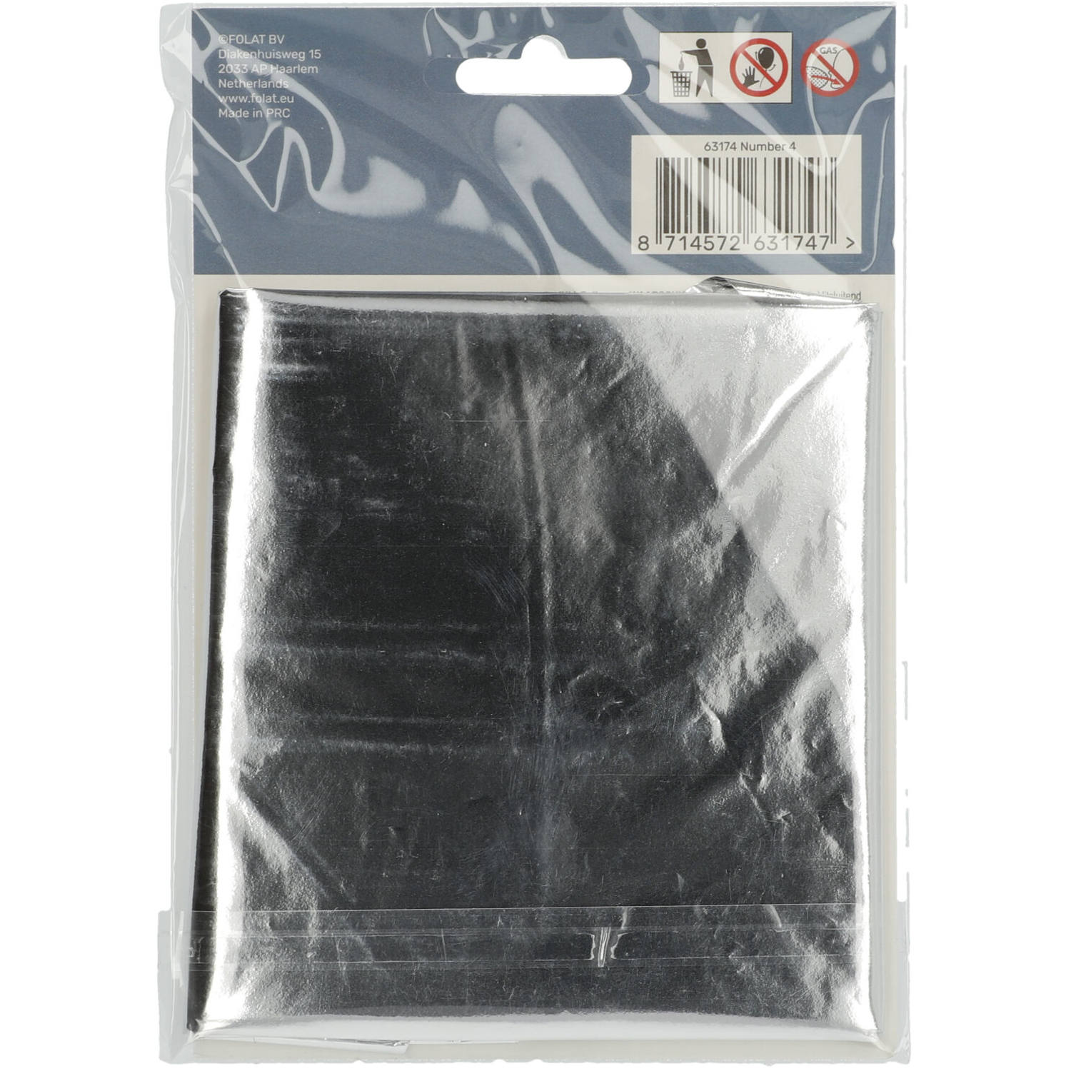 Foil Balloon Number 4 - Silver - 86 cm