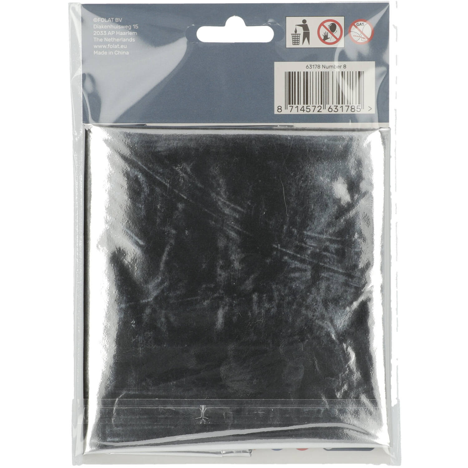 Foil Balloon Number 8 - Silver - 86 cm
