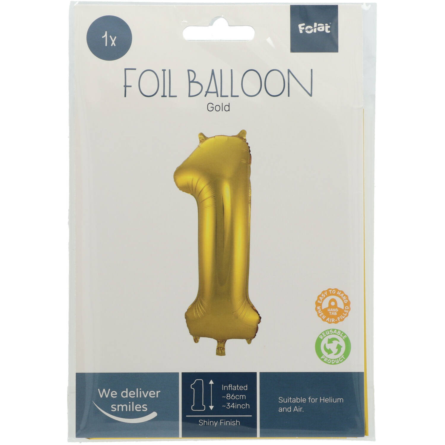 Foil Balloon Number 1 - Gold - 86 cm