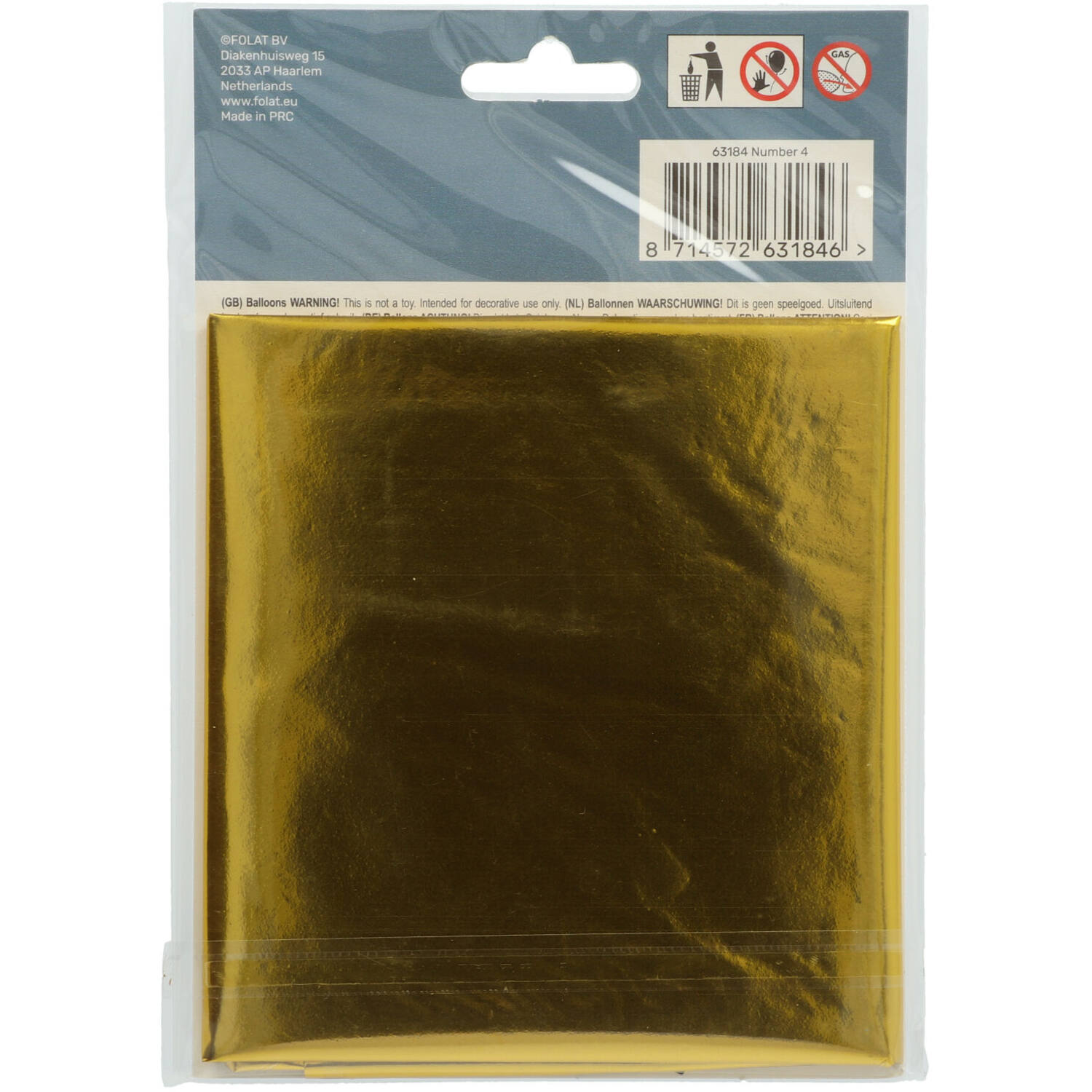 Foil Balloon Number 4 - Gold - 86 cm
