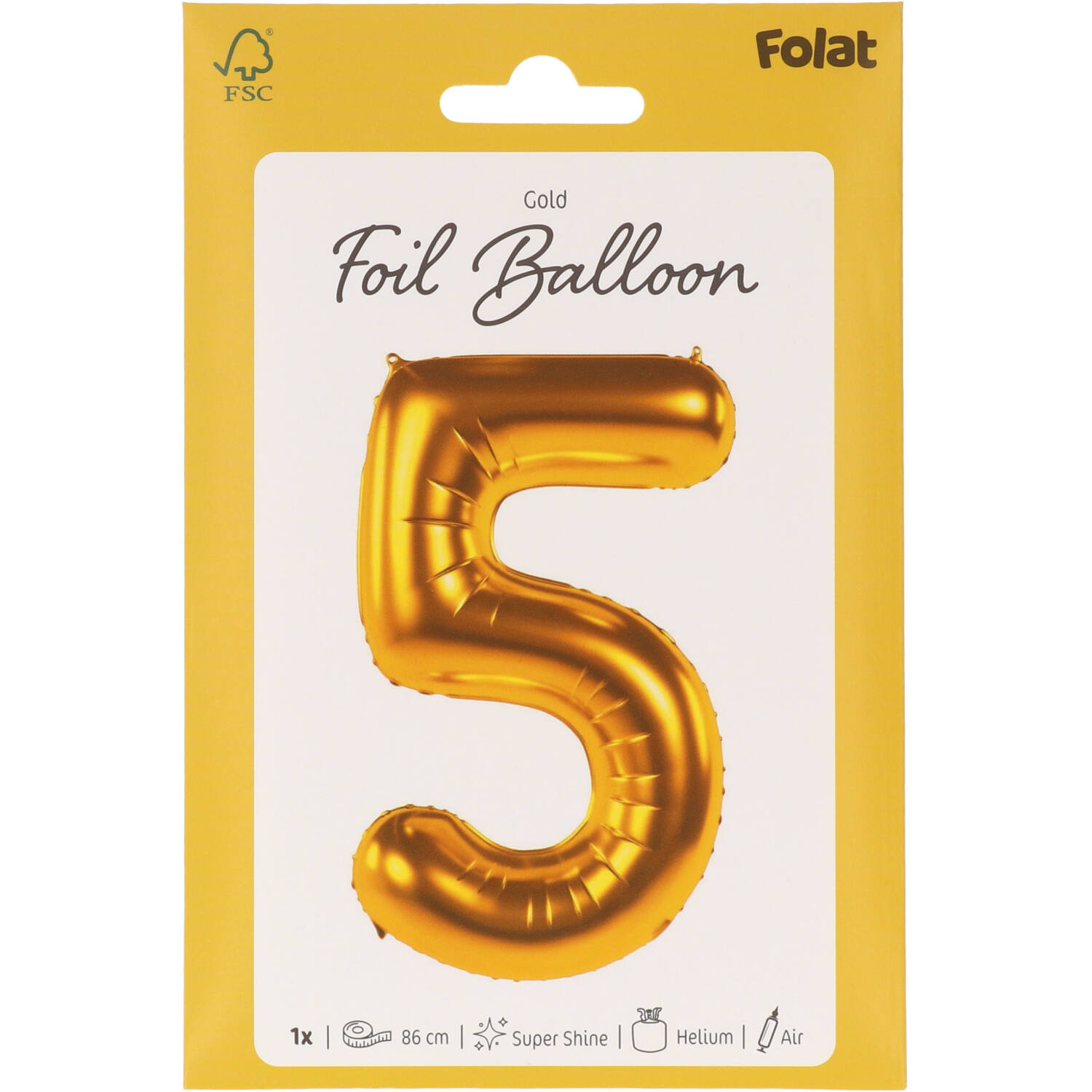 Foil Balloon Number 5 - Gold - 86 cm
