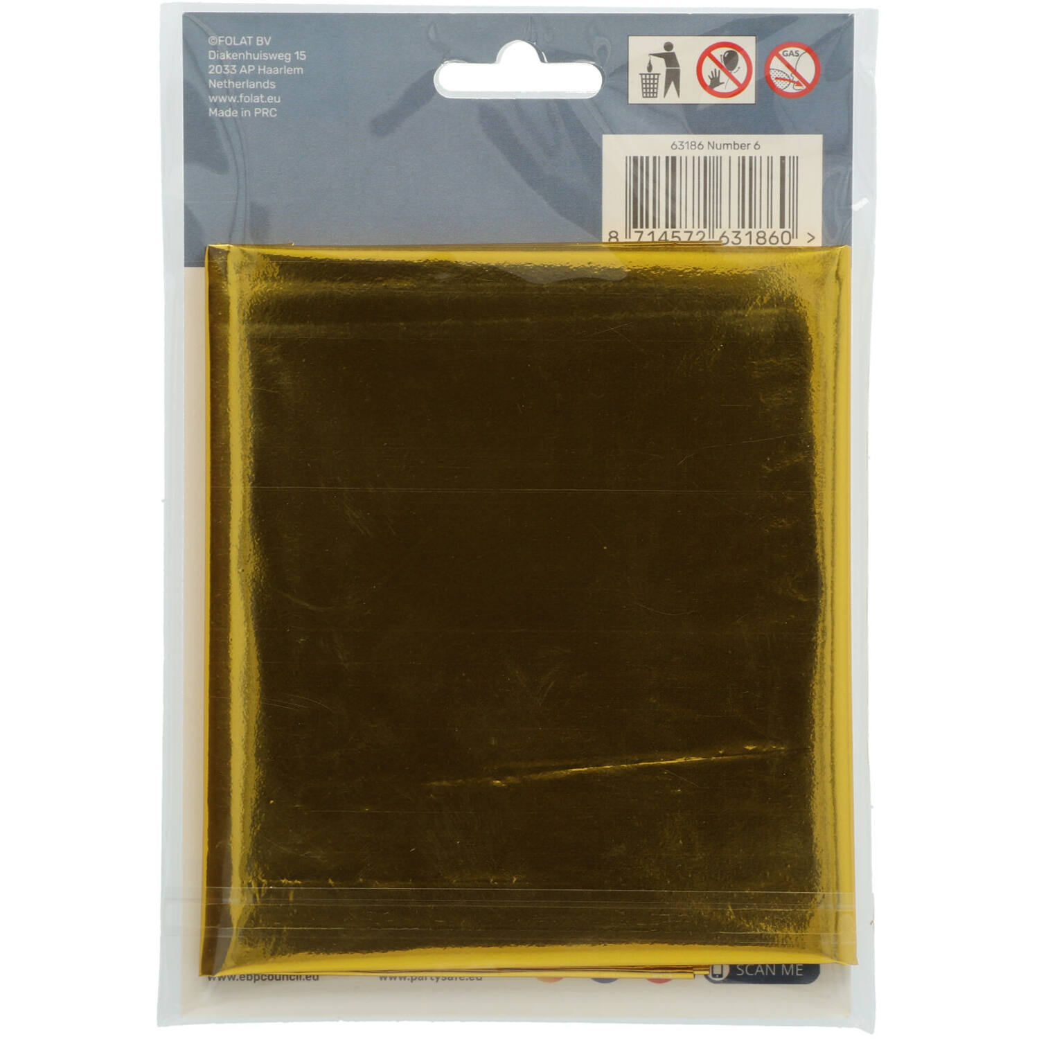 Foil Balloon Number 6 - Gold - 86 cm
