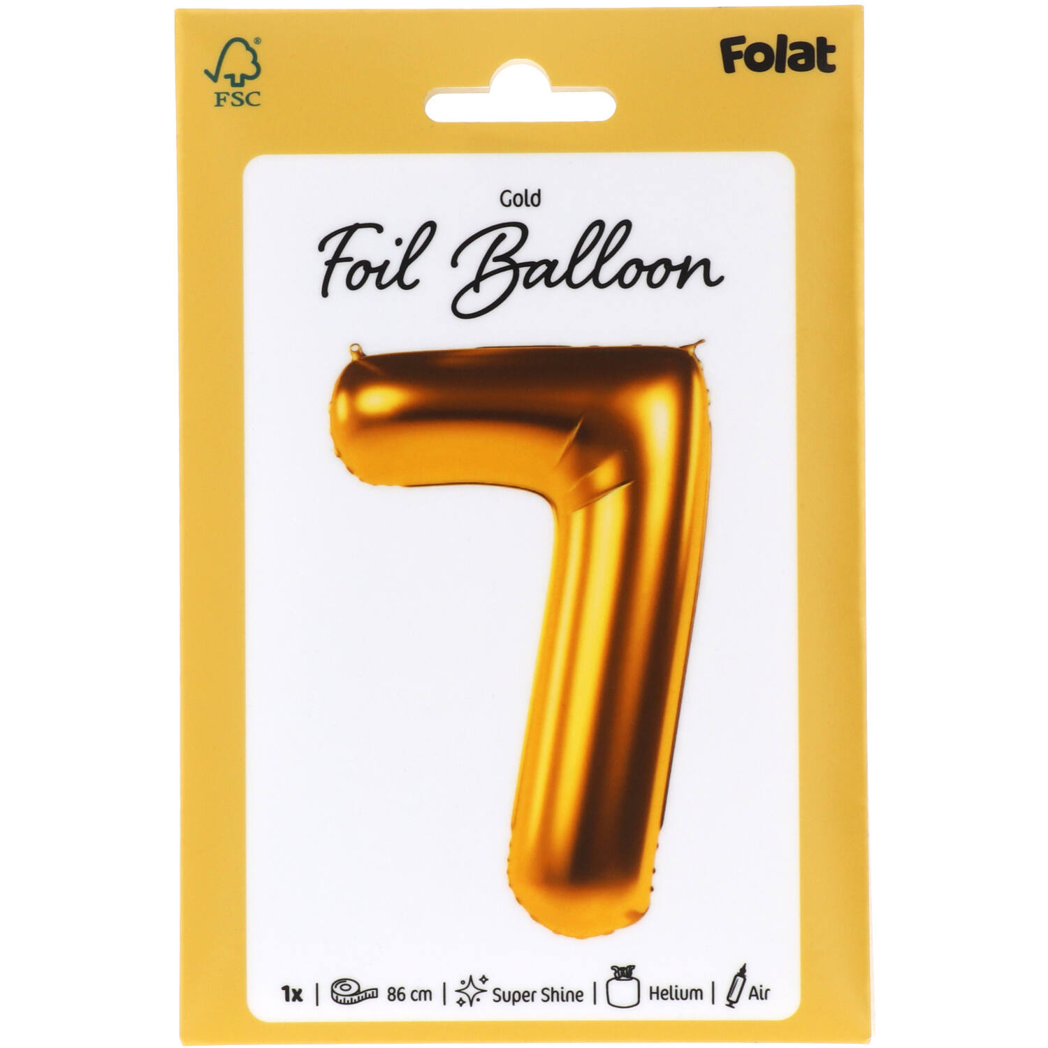 Foil Balloon Number 7 - Gold - 86 cm