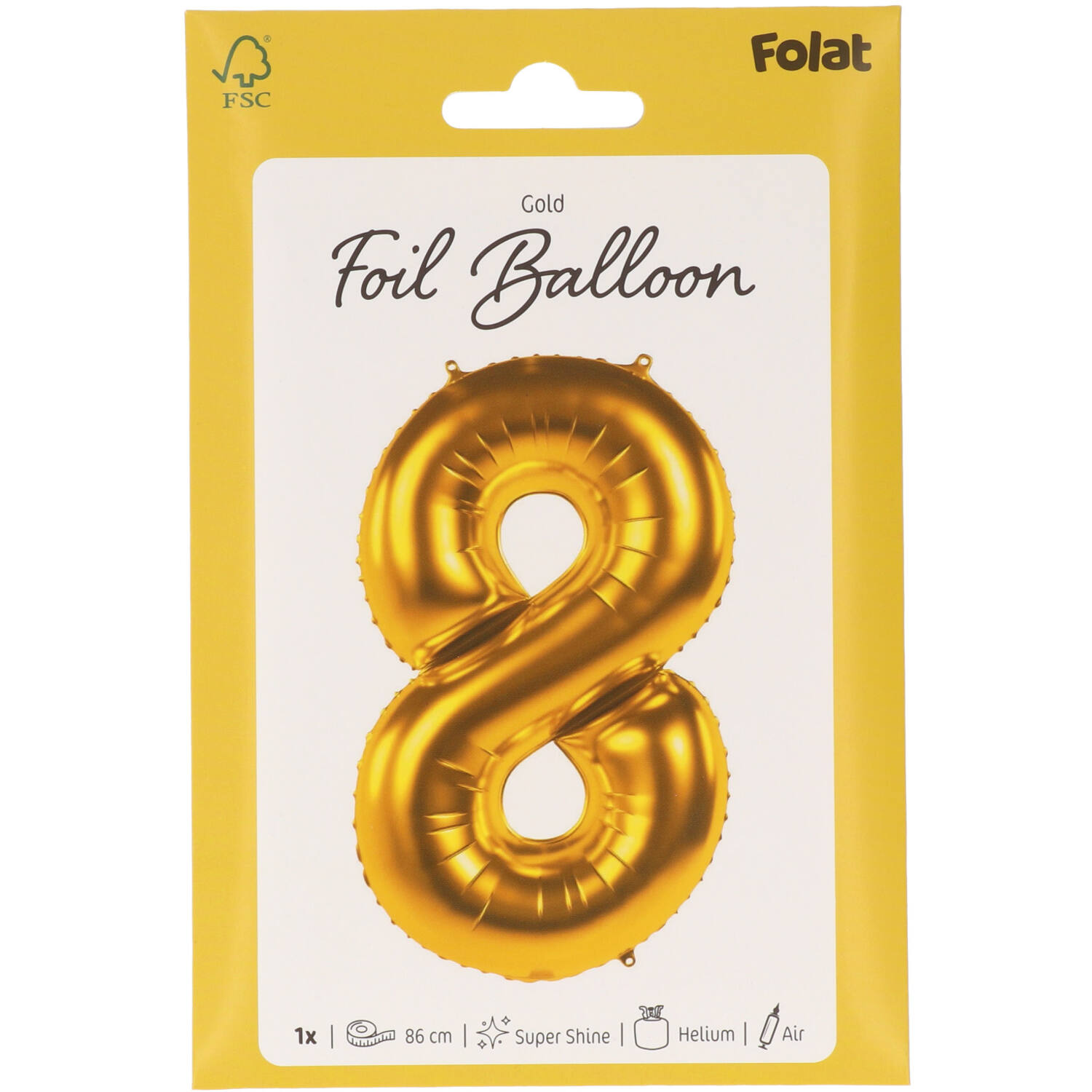 Foil Balloon Number 8 - Gold - 86 cm