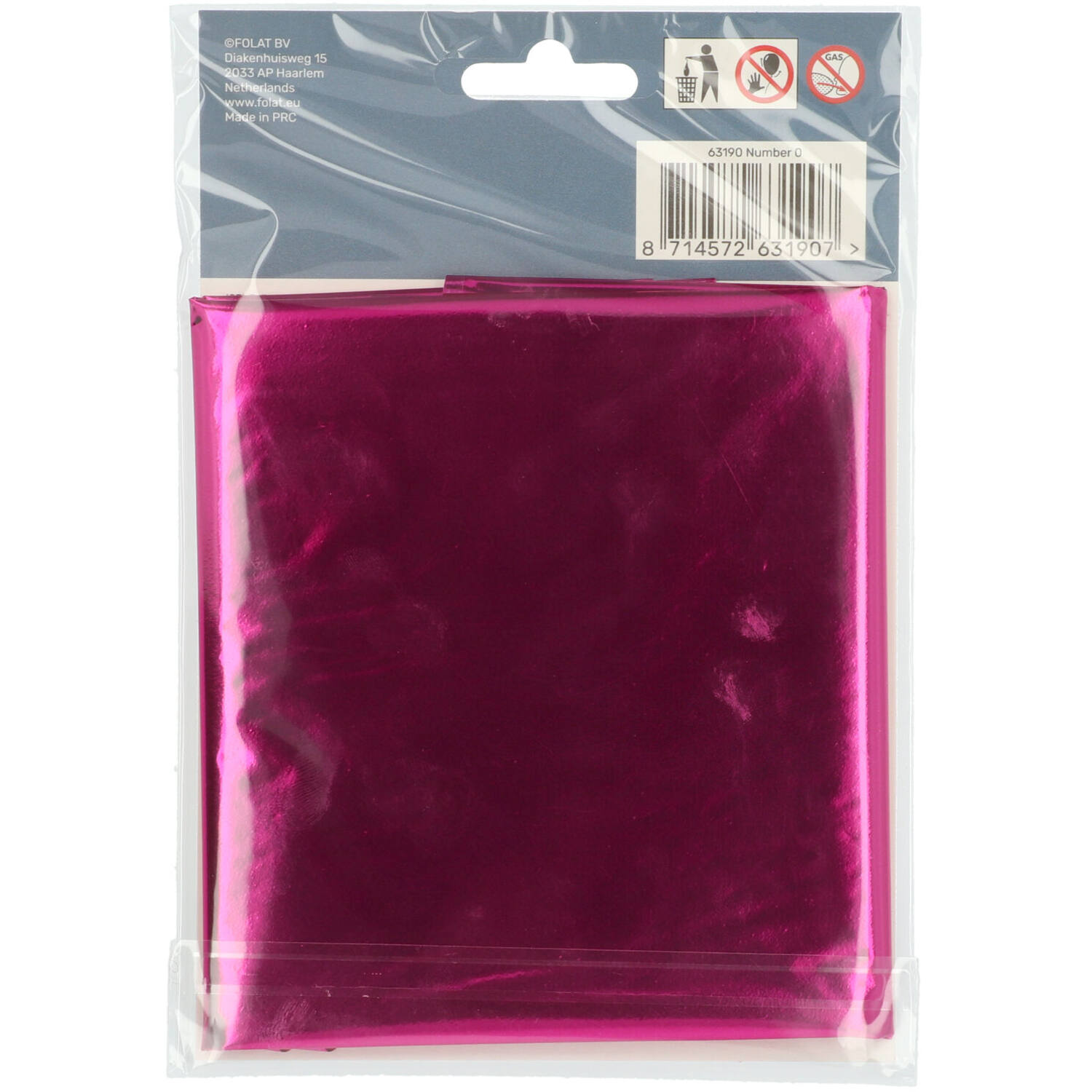Foil Balloon Number 0 - Magenta - 86 cm