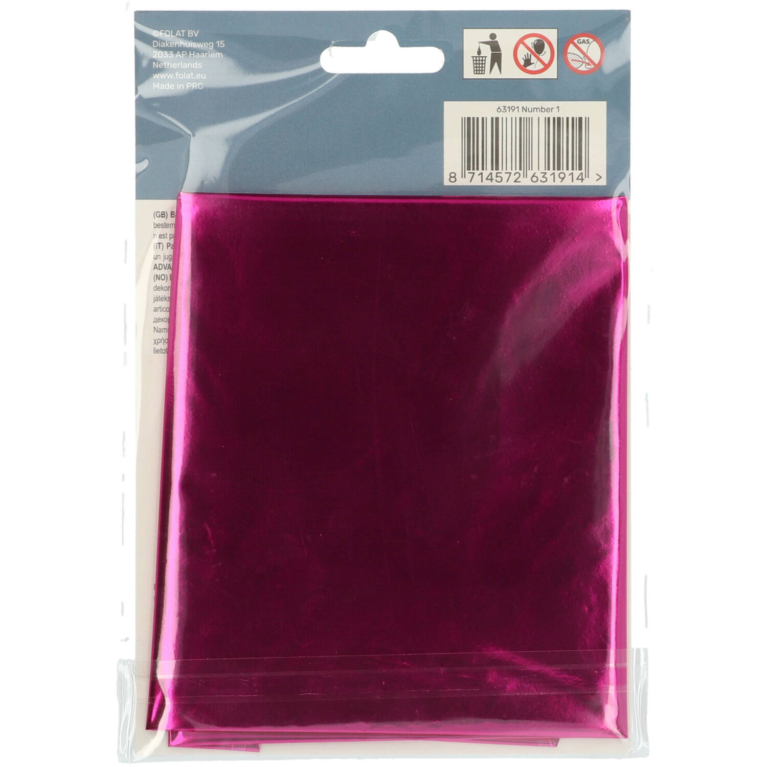 Foil Balloon Number 1 - Magenta - 86 cm