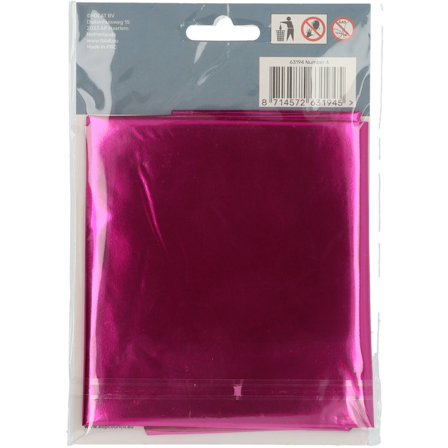 Foil Balloon Number 4 - Magenta - 86 cm
