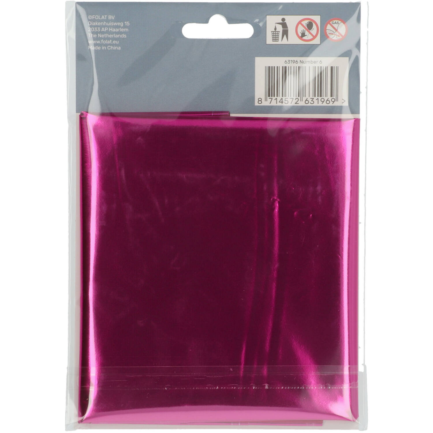 Foil Balloon Number 6 - Magenta - 86 cm
