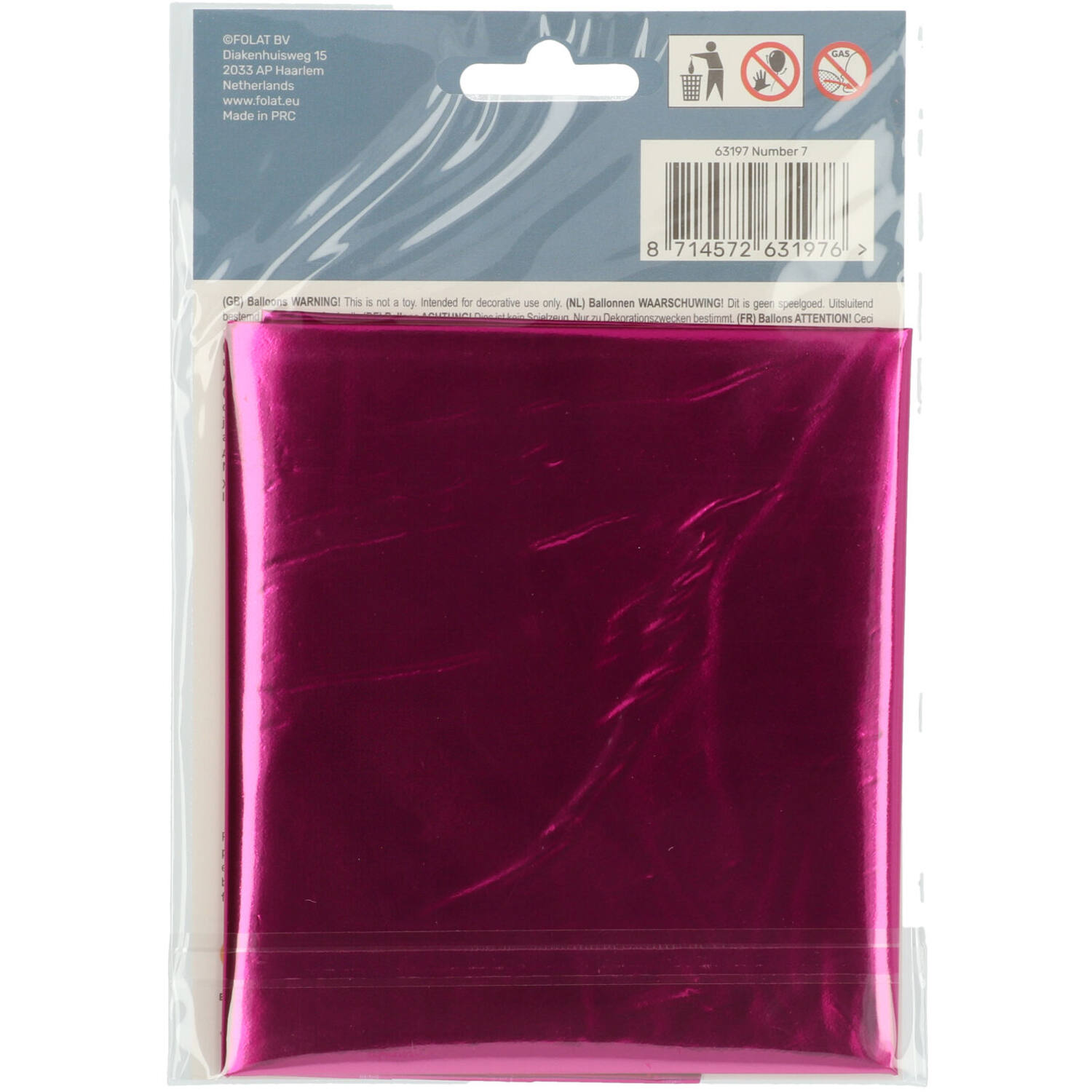 Foil Balloon Number 7 - Magenta - 86 cm