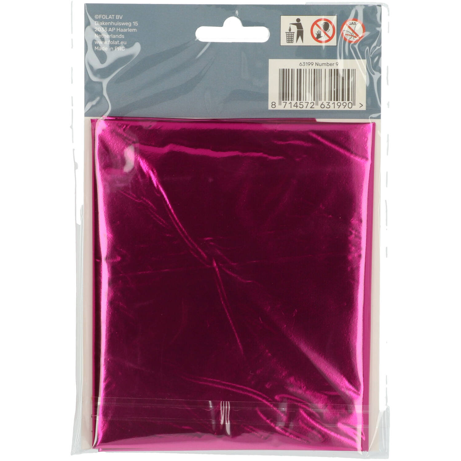 Foil Balloon Number 9 - Magenta - 86 cm