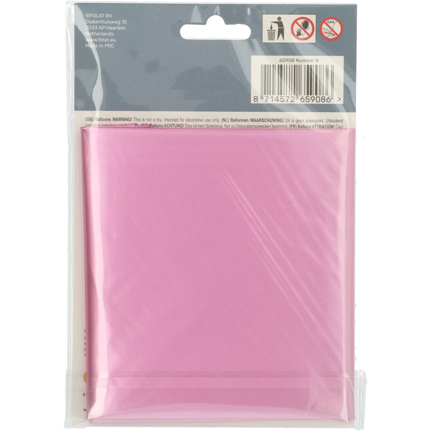 Foil Balloon Number 8 - Pink Metallic Mat - 86 cm