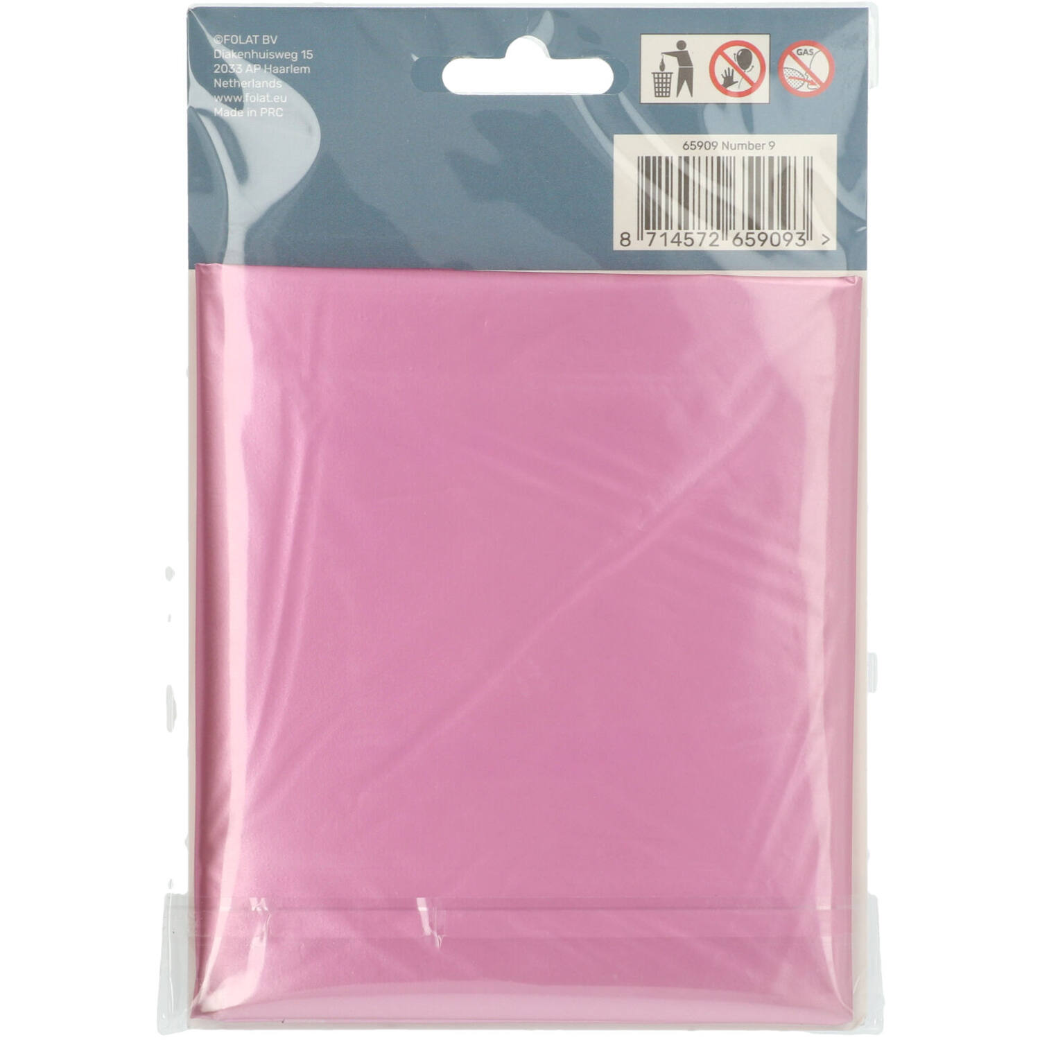Foil Balloon Number 9 - Pink Metallic Mat - 86 cm