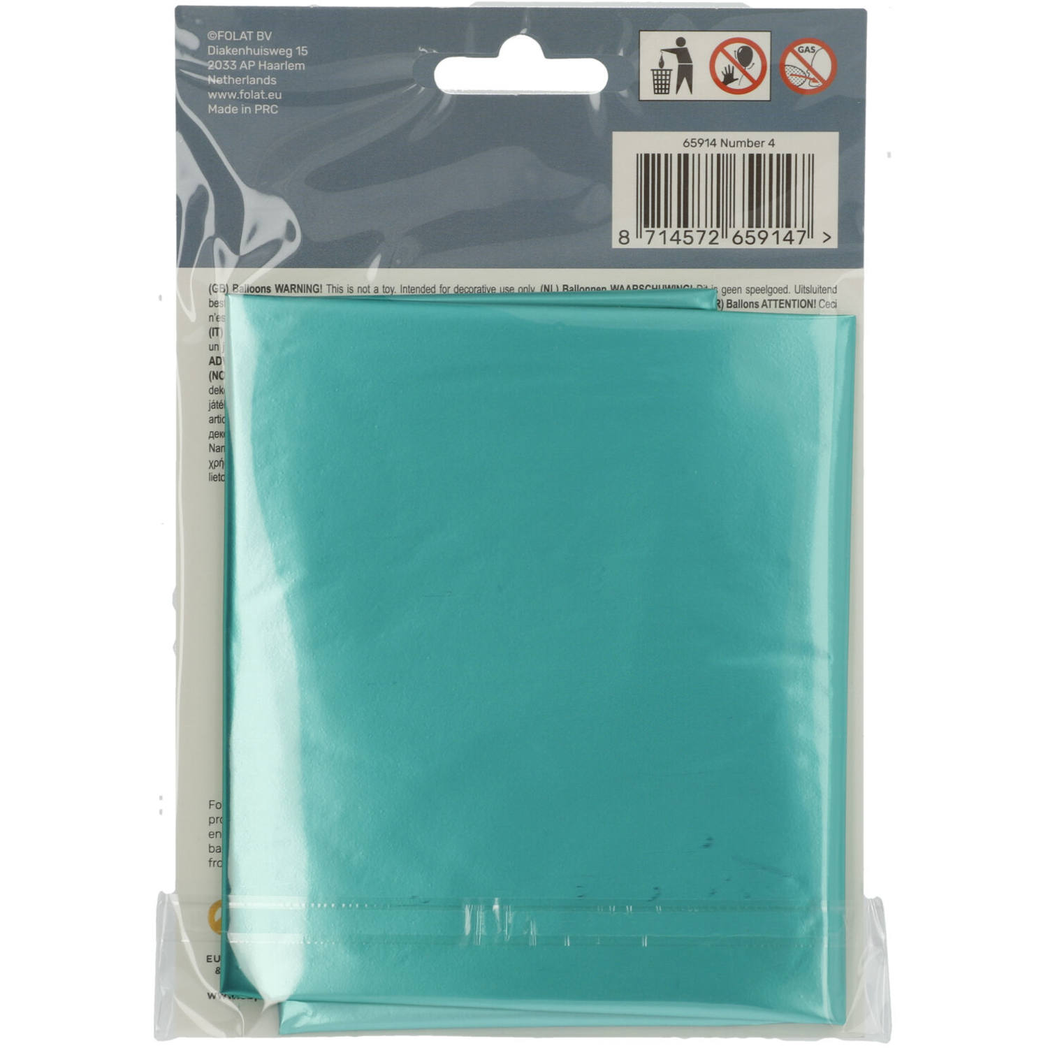 Foil Balloon Number 4 - Green Metallic Mat - 86 cm