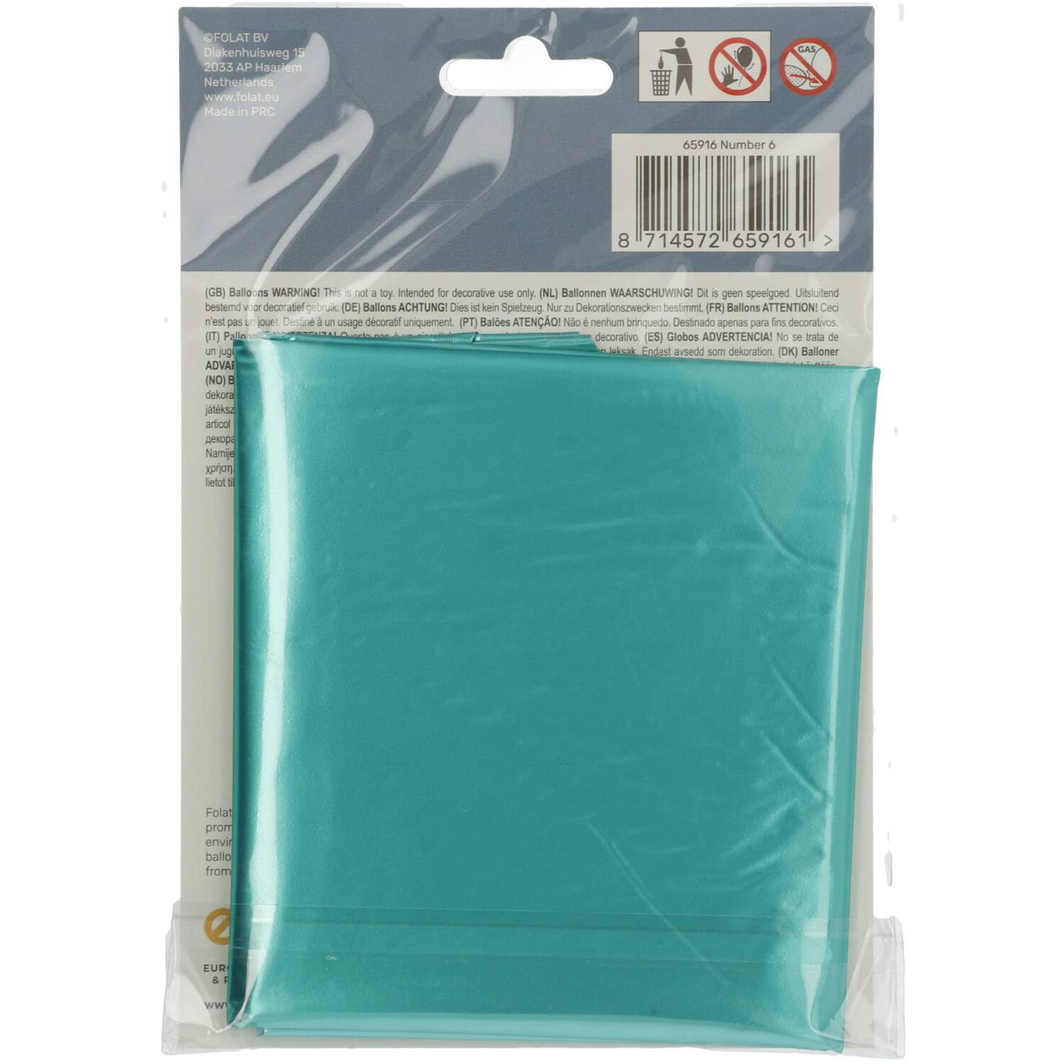 Foil Balloon Number 6 - Green Metallic Mat - 86 cm