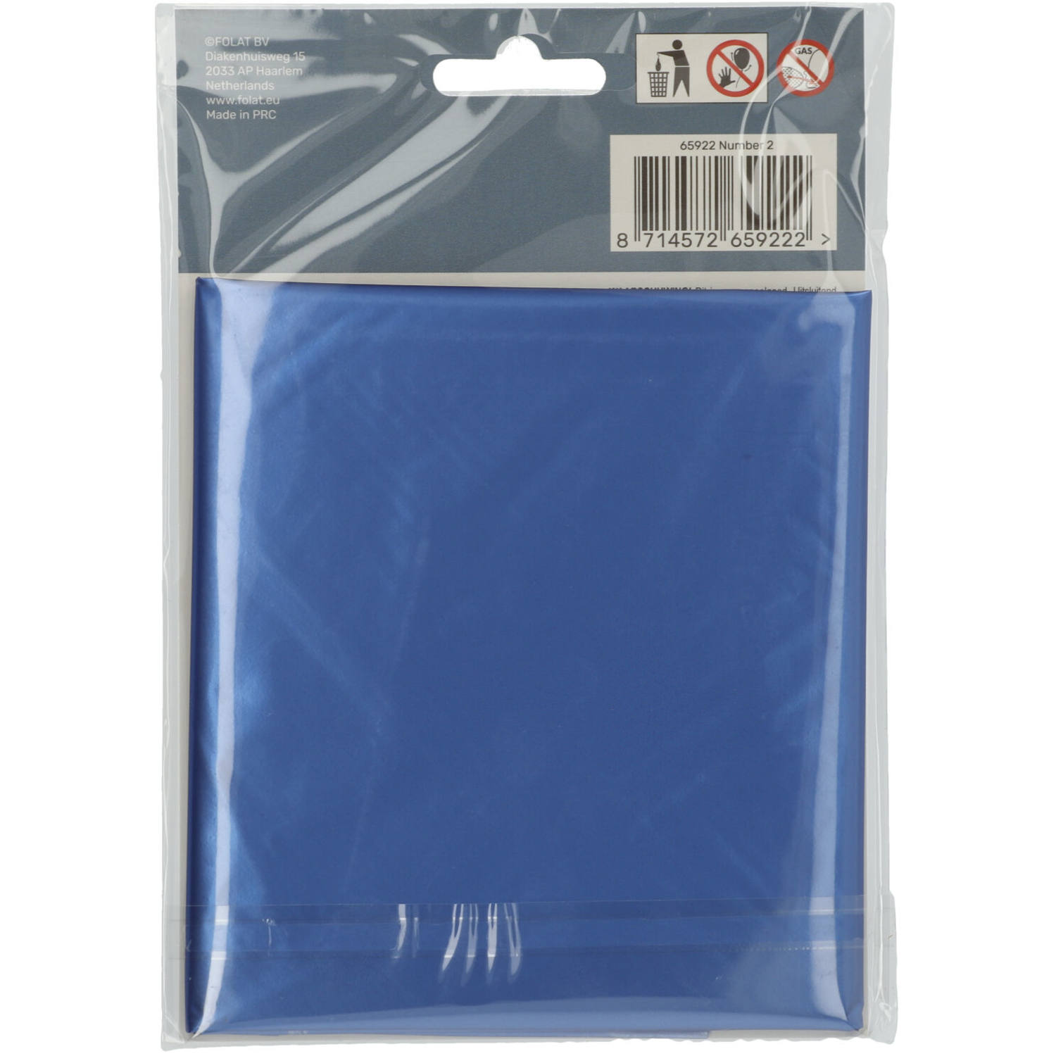 Foil Balloon Number 2 - Blue Metallic Mat - 86 cm 