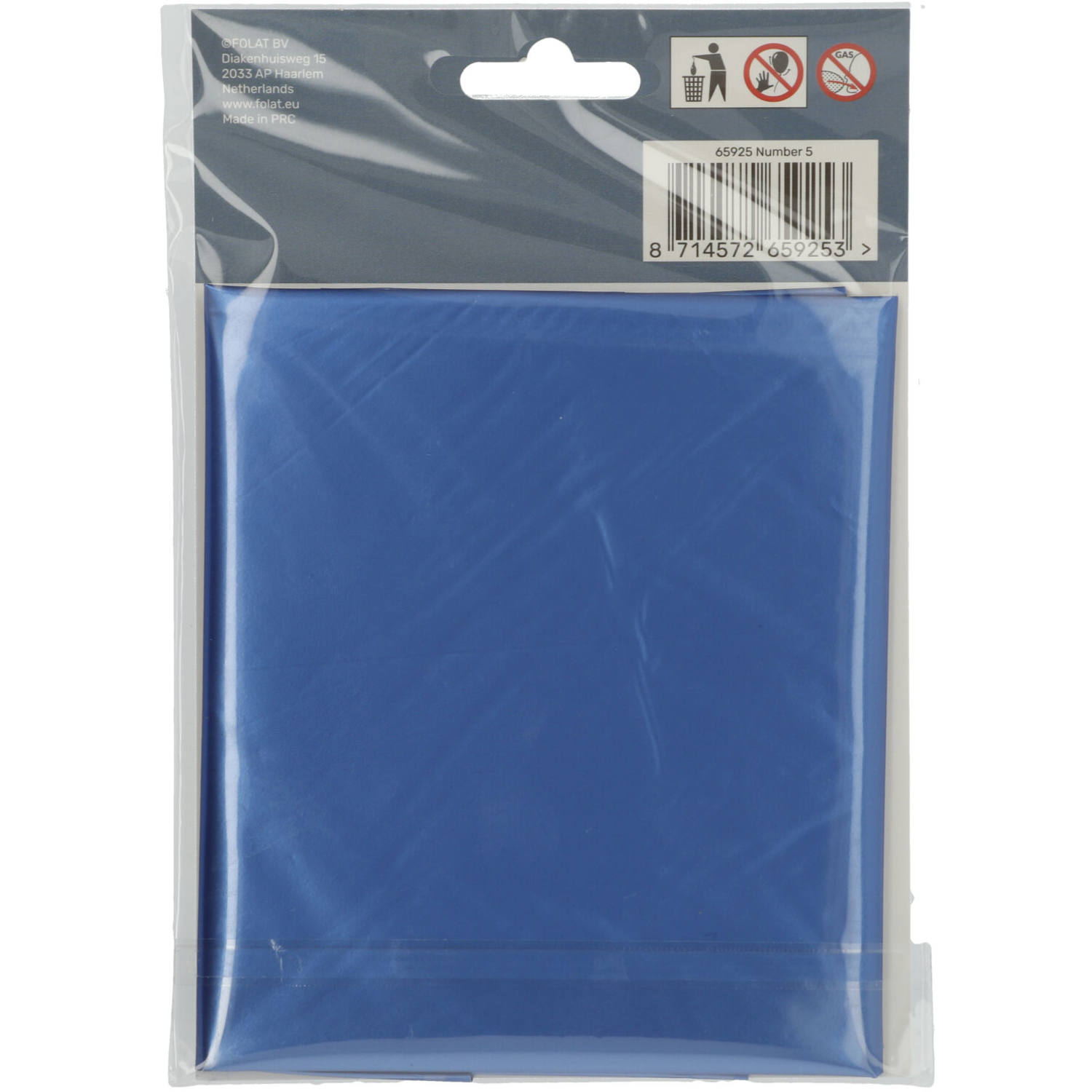 Foil Balloon Number 5 - Blue Metallic Mat - 86 cm 