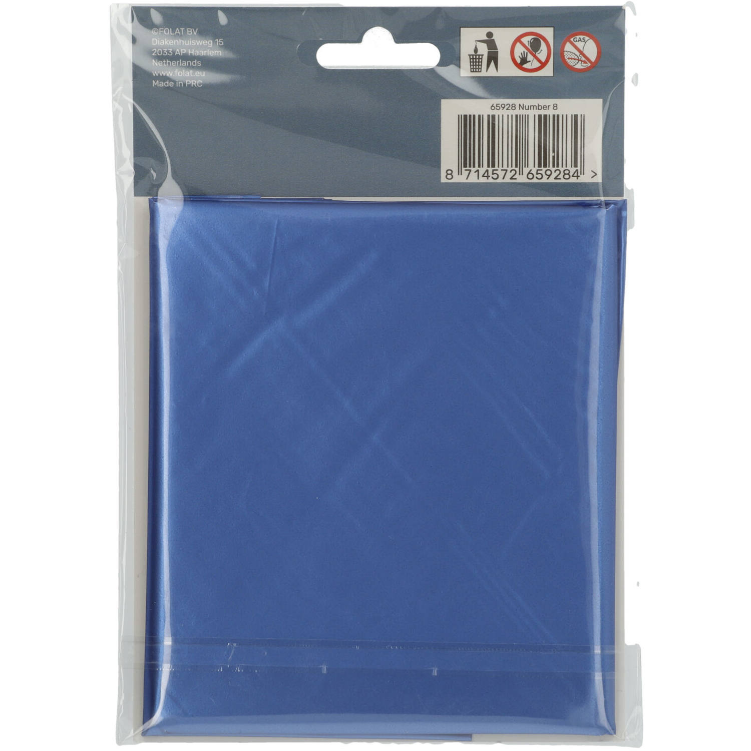 Foil Balloon Number 8 - Blue Metallic Mat - 86 cm 