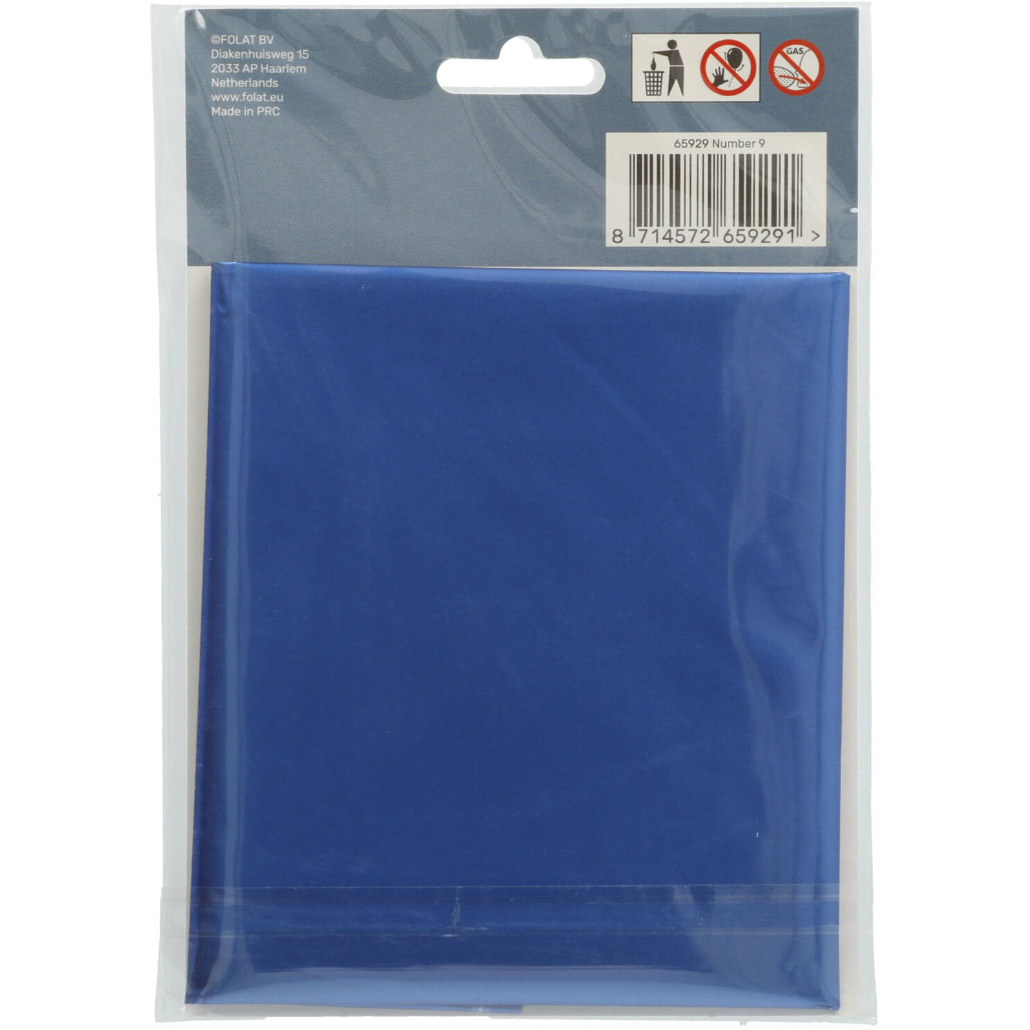 Foil Balloon Number 9 - Blue Metallic Mat - 86 cm 
