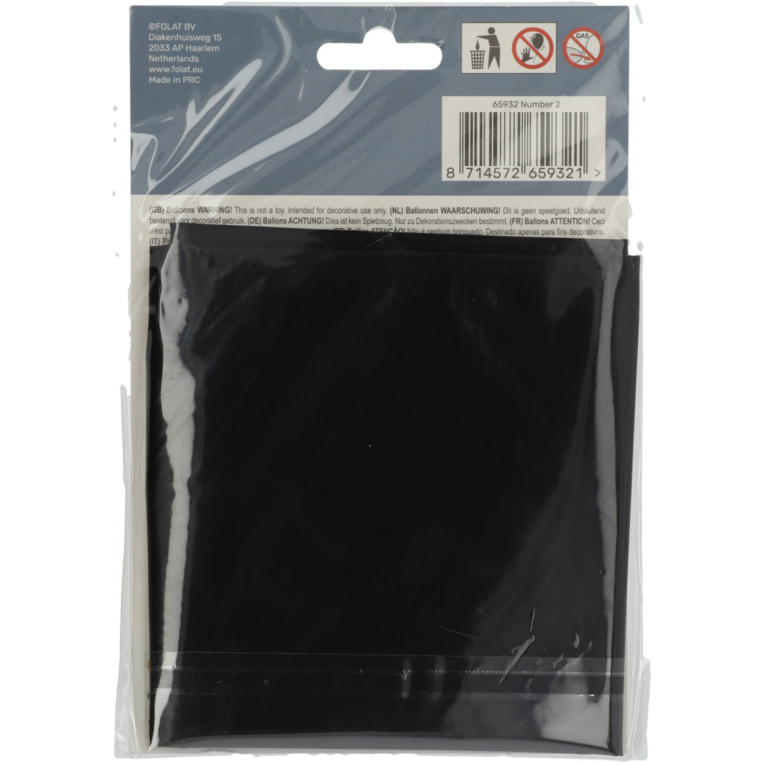 Foil Balloon Number 2 Black Metallic Matt - 86 cm