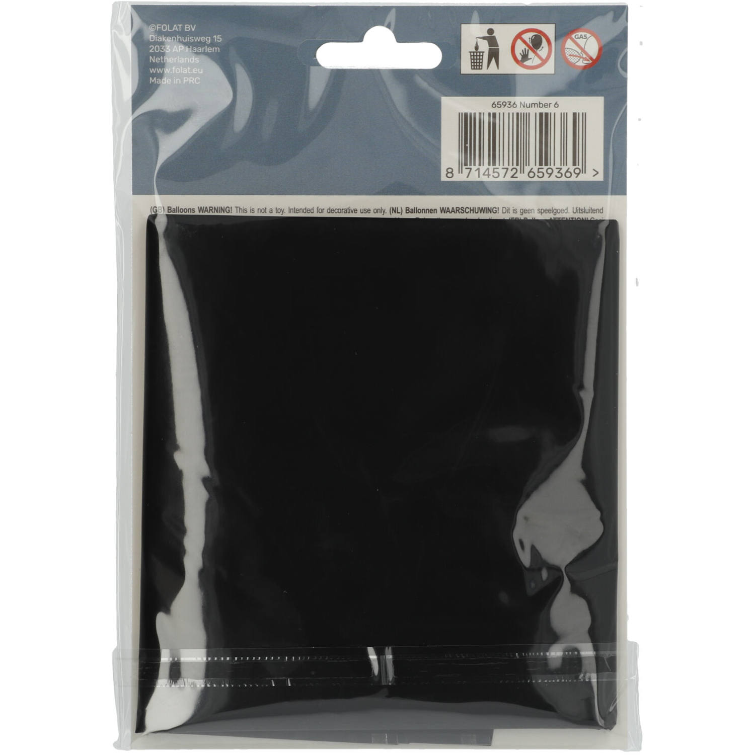Foil Balloon Number 6 Black Metallic Matt - 86 cm