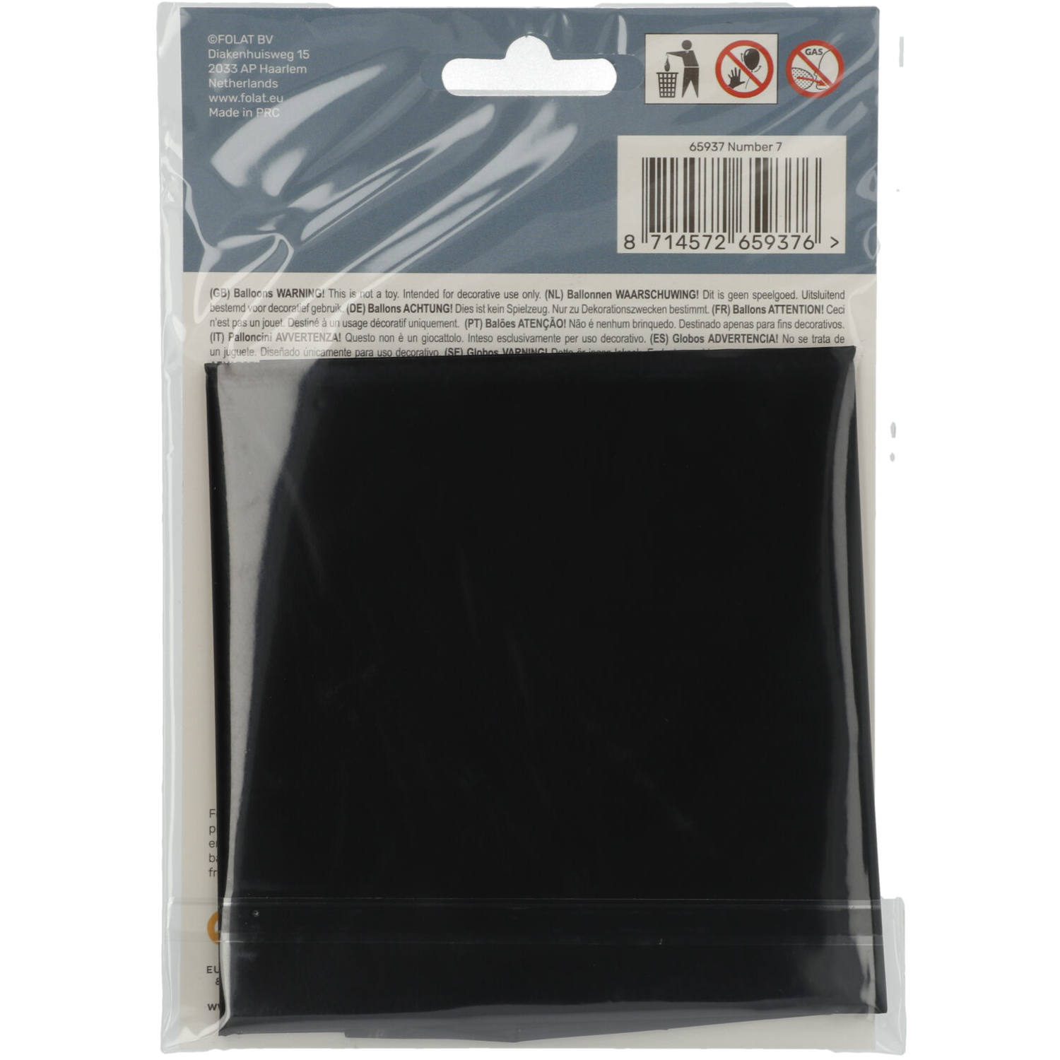 Foil Balloon Number 7 Black Metallic Matt - 86 cm