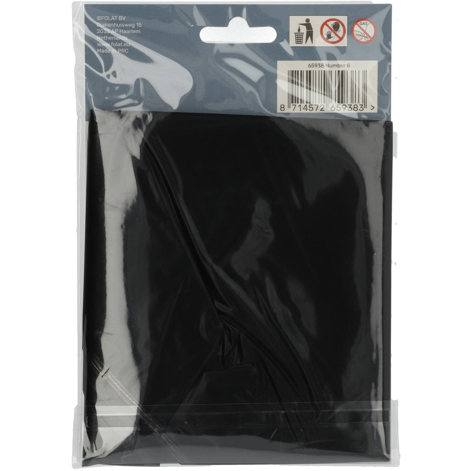 Foil Balloon Number 8 Black Metallic Matt - 86 cm