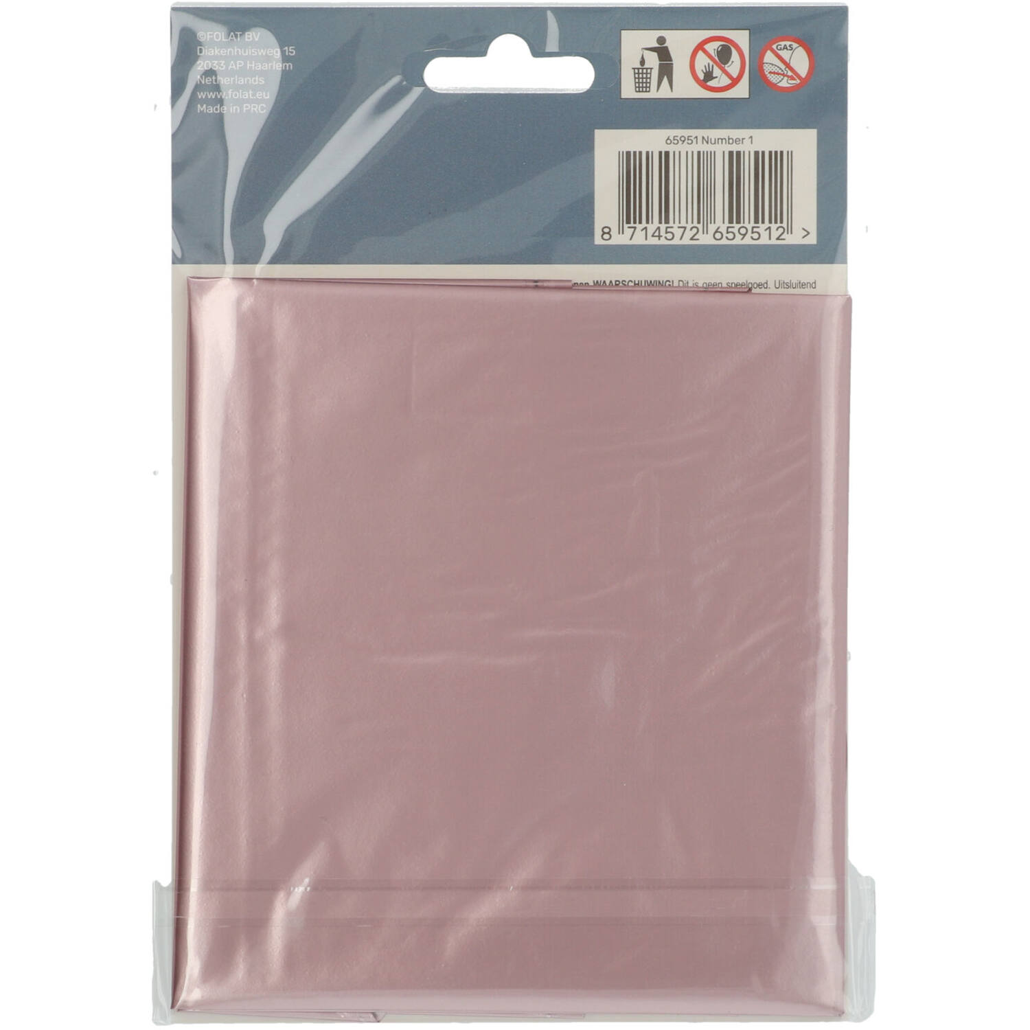 Foil Balloon Number 1 Pastel Pink Metallic Matt - 86 cm