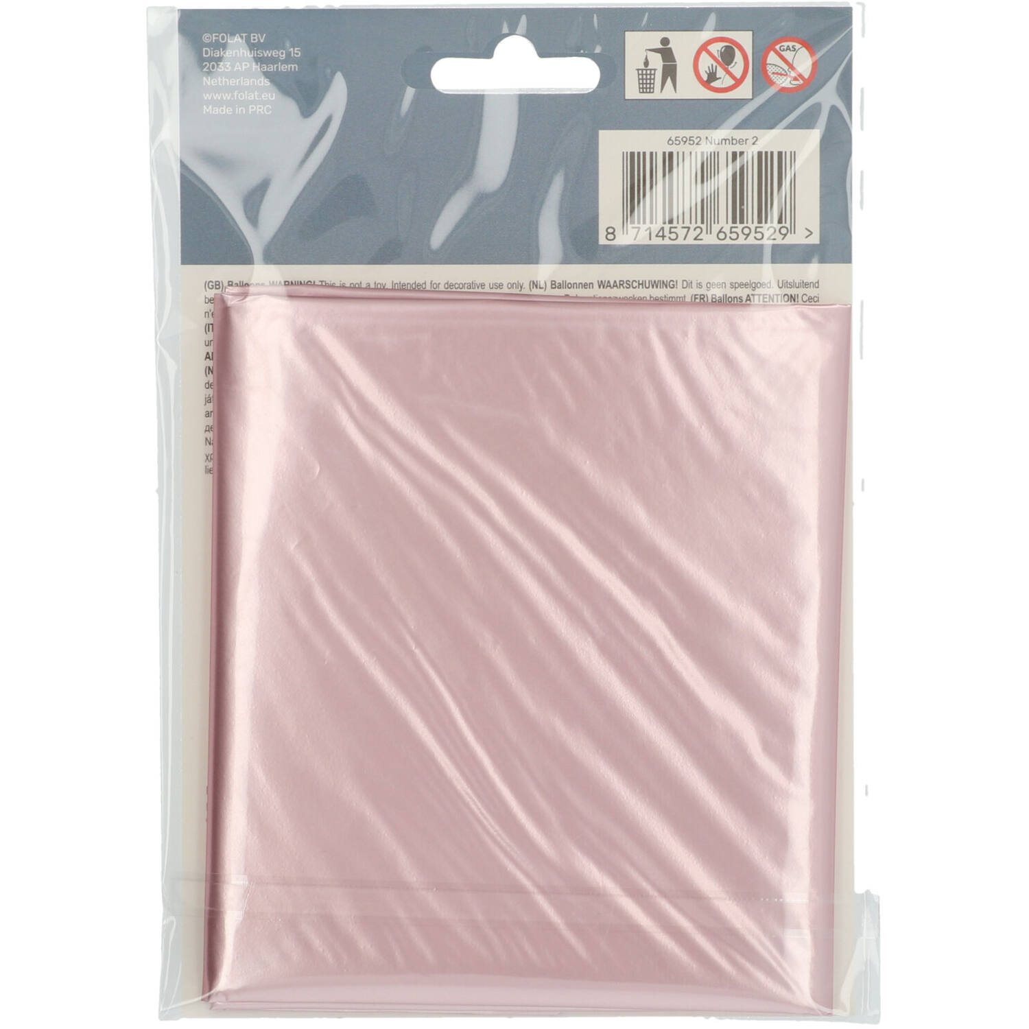 Foil Balloon Number 2 Pastel Pink Metallic Matt - 86 cm