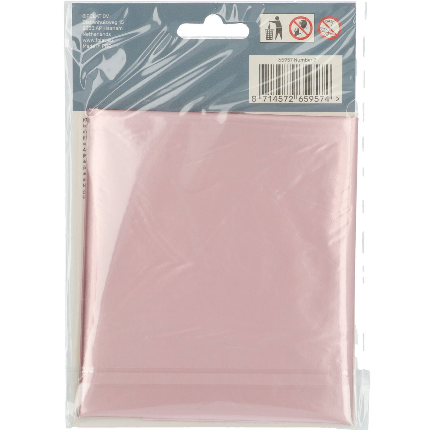 Foil Balloon Number 7 Pastel Pink Metallic Matt - 86 cm