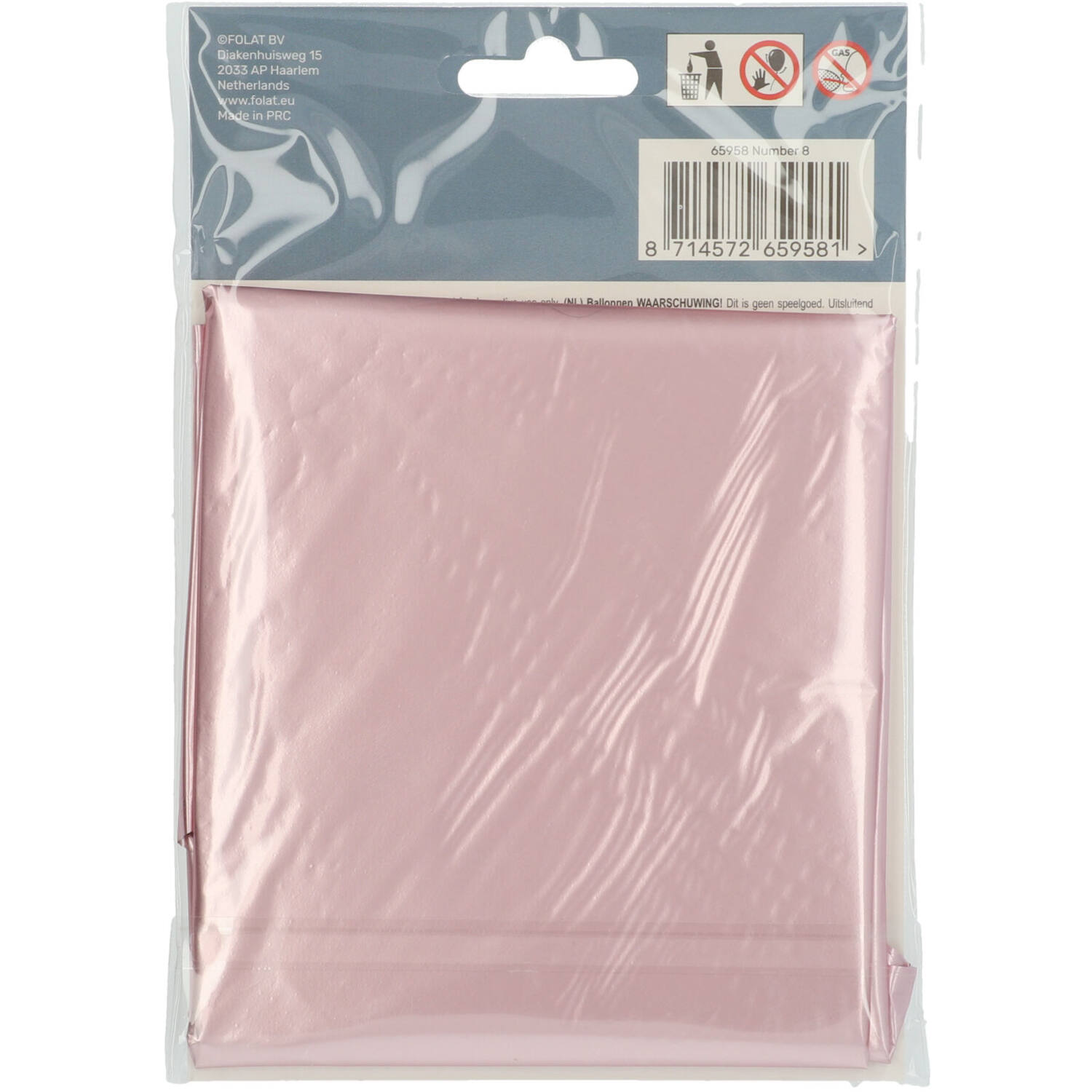 Foil Balloon Number 8 Pastel Pink Metallic Matt - 86 cm