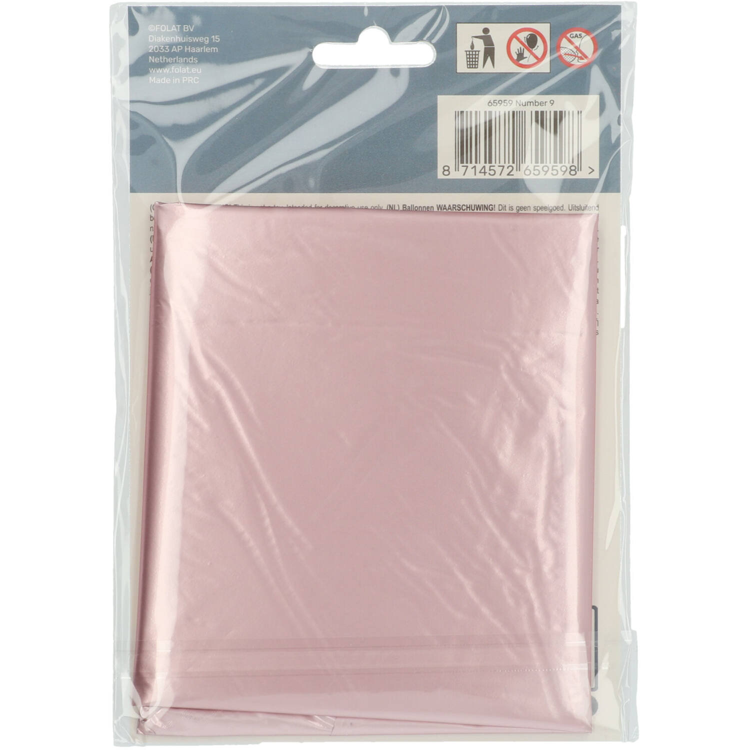 Foil Balloon Number 9 Pastel Pink Metallic Matt - 86 cm