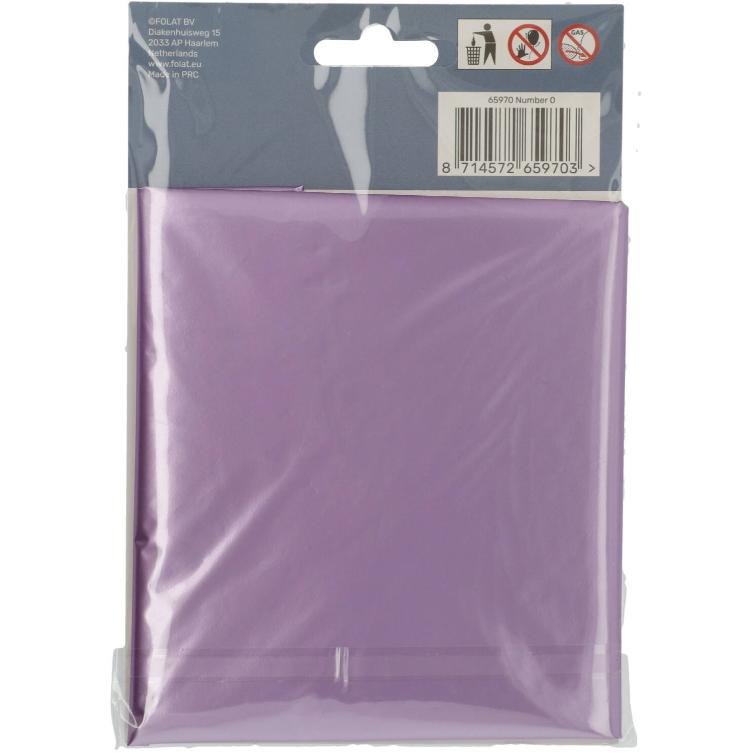 Foil Balloon Number 0 Purple Metallic Matt - 86 cm