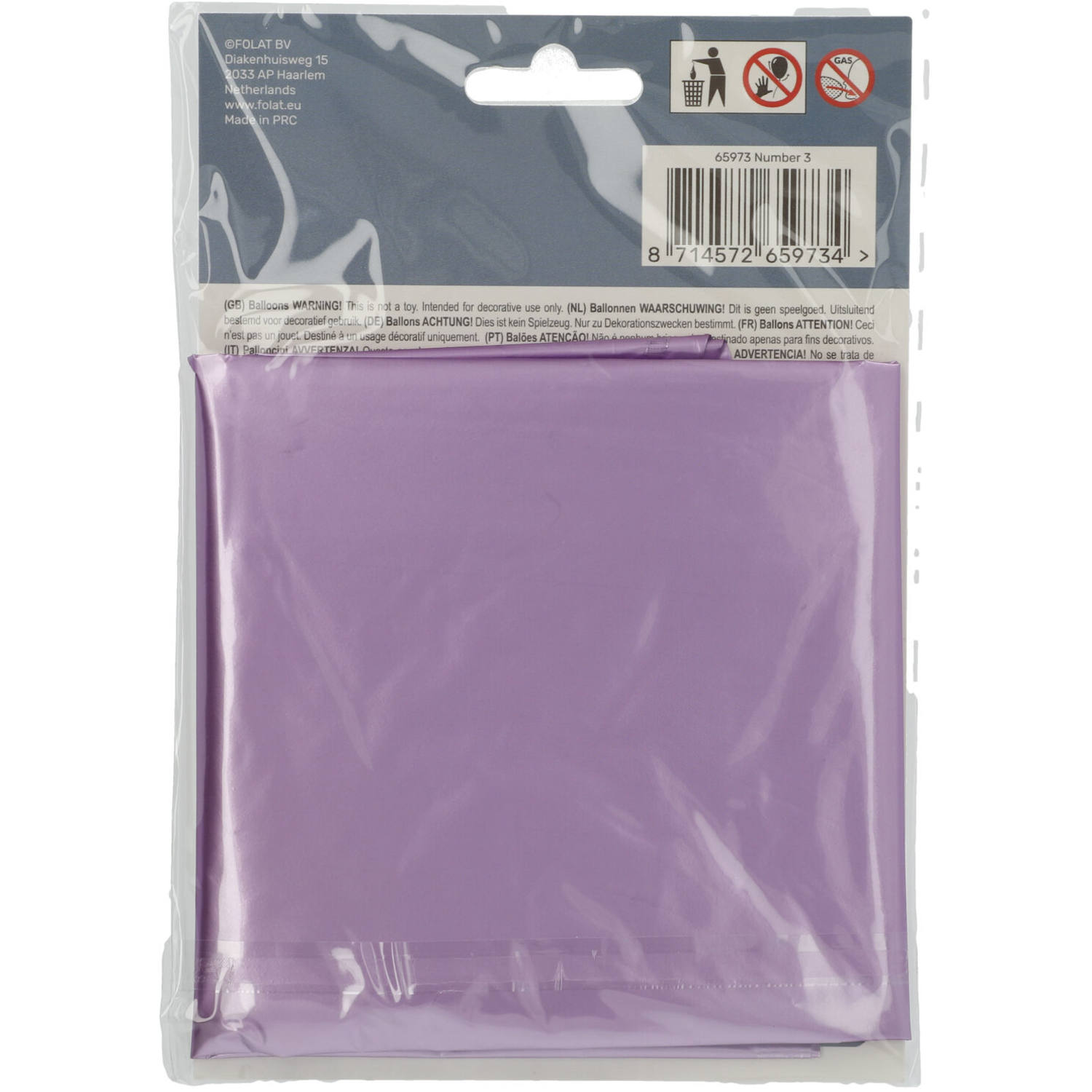 Foil Balloon Number 3 Purple Metallic Matt - 86 cm