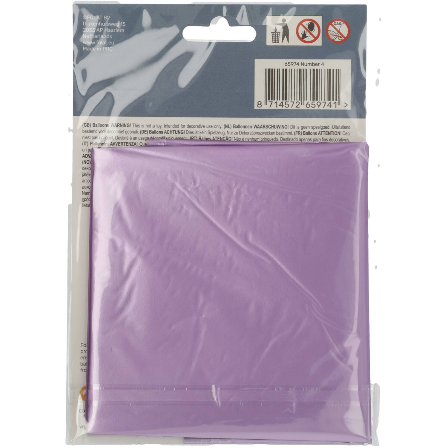 Foil Balloon Number 4 Purple Metallic Matt - 86 cm
