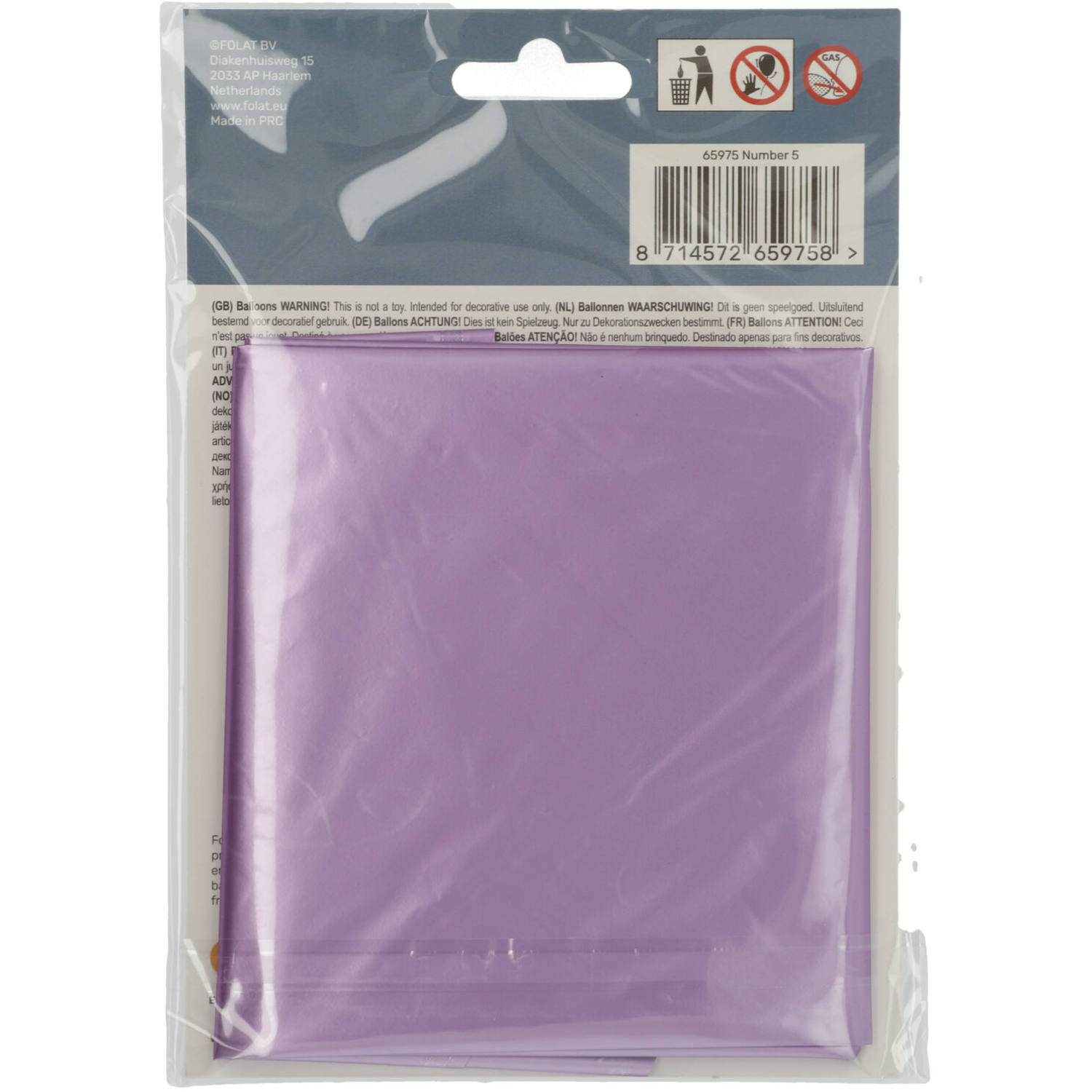 Foil Balloon Number 5 Purple Metallic Matt - 86 cm