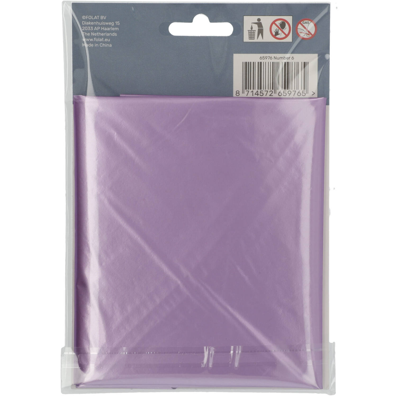 Foil Balloon Number 6 Purple Metallic Matt - 86 cm