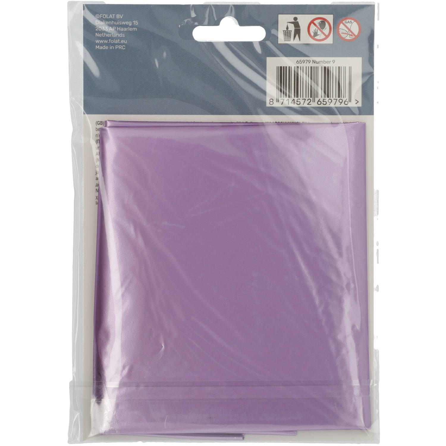 Foil Balloon Number 9 Purple Metallic Matt - 86 cm