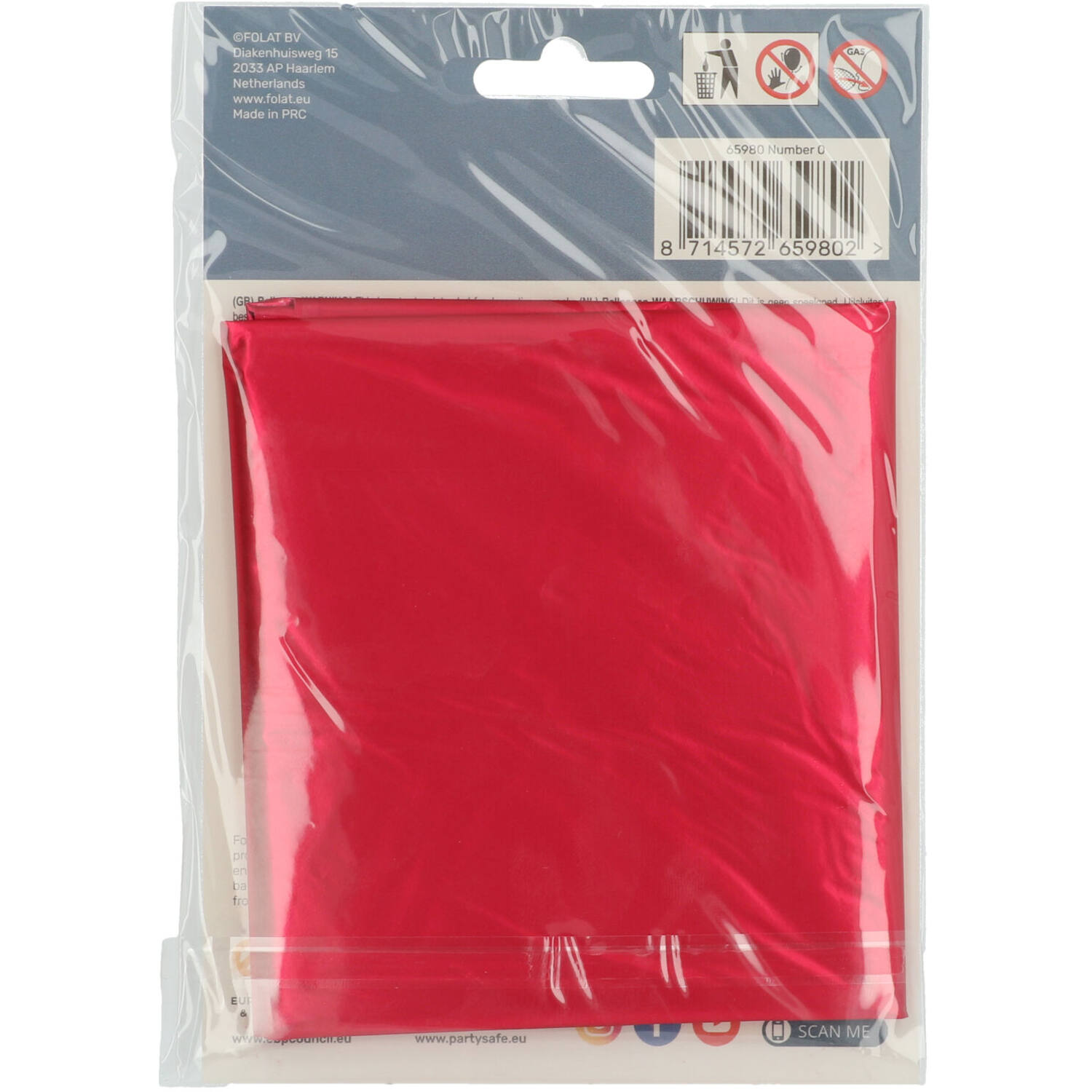 Foil Balloon Number 0 Red Metallic Matt - 86 cm
