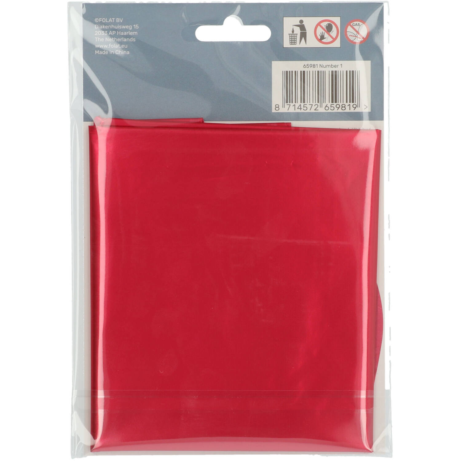 Foil Balloon Number 1 Red Metallic Matt - 86 cm