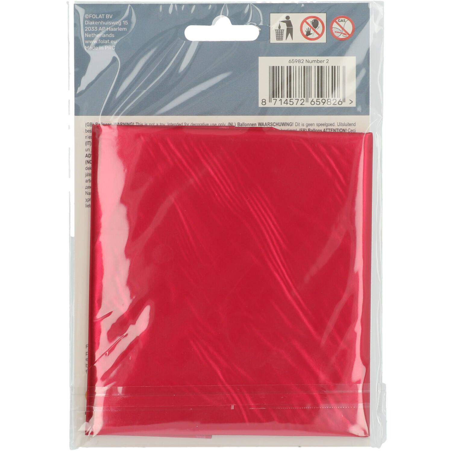 Foil Balloon Number 2 Red Metallic Matt - 86 cm