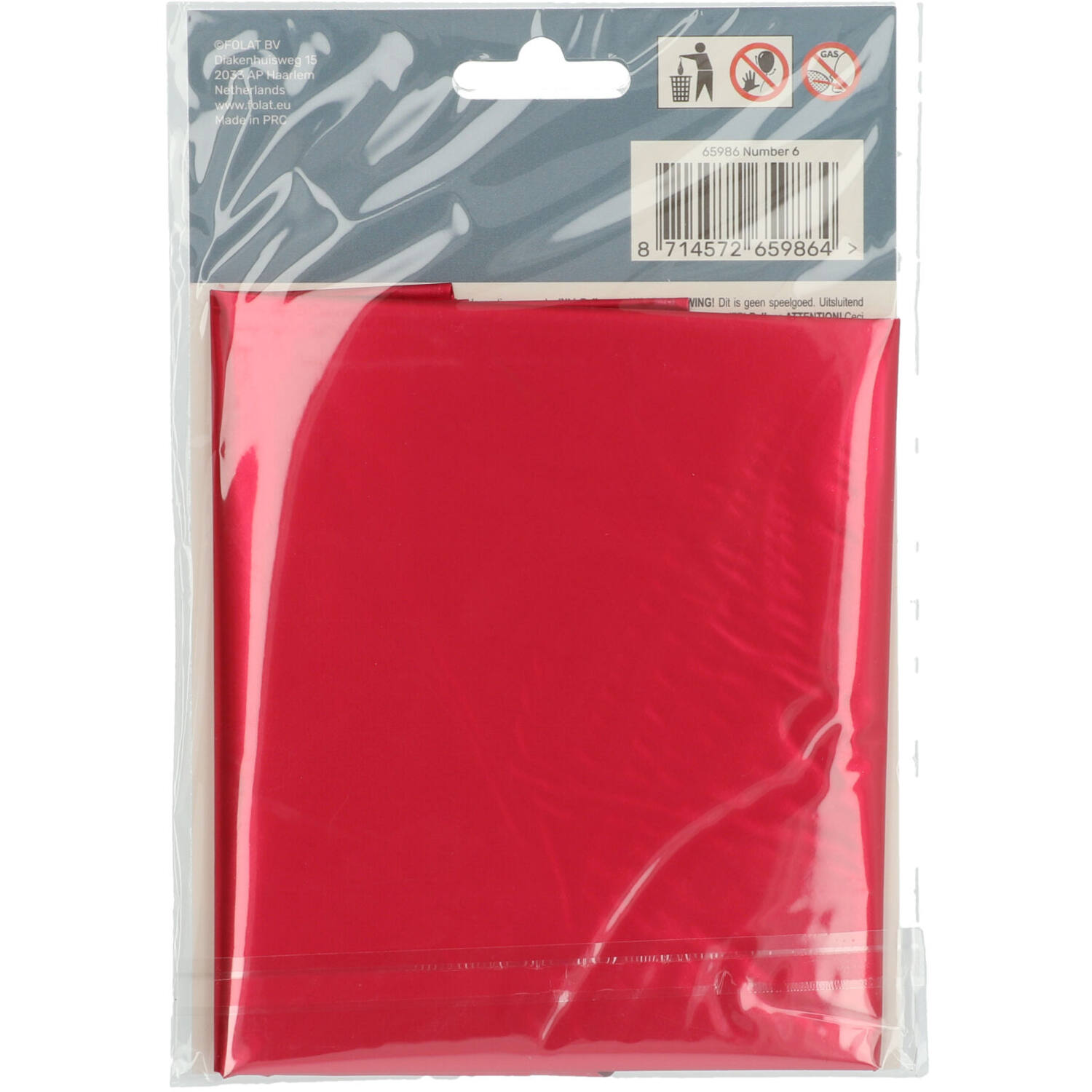Foil Balloon Number 6 Red Metallic Matt - 86 cm