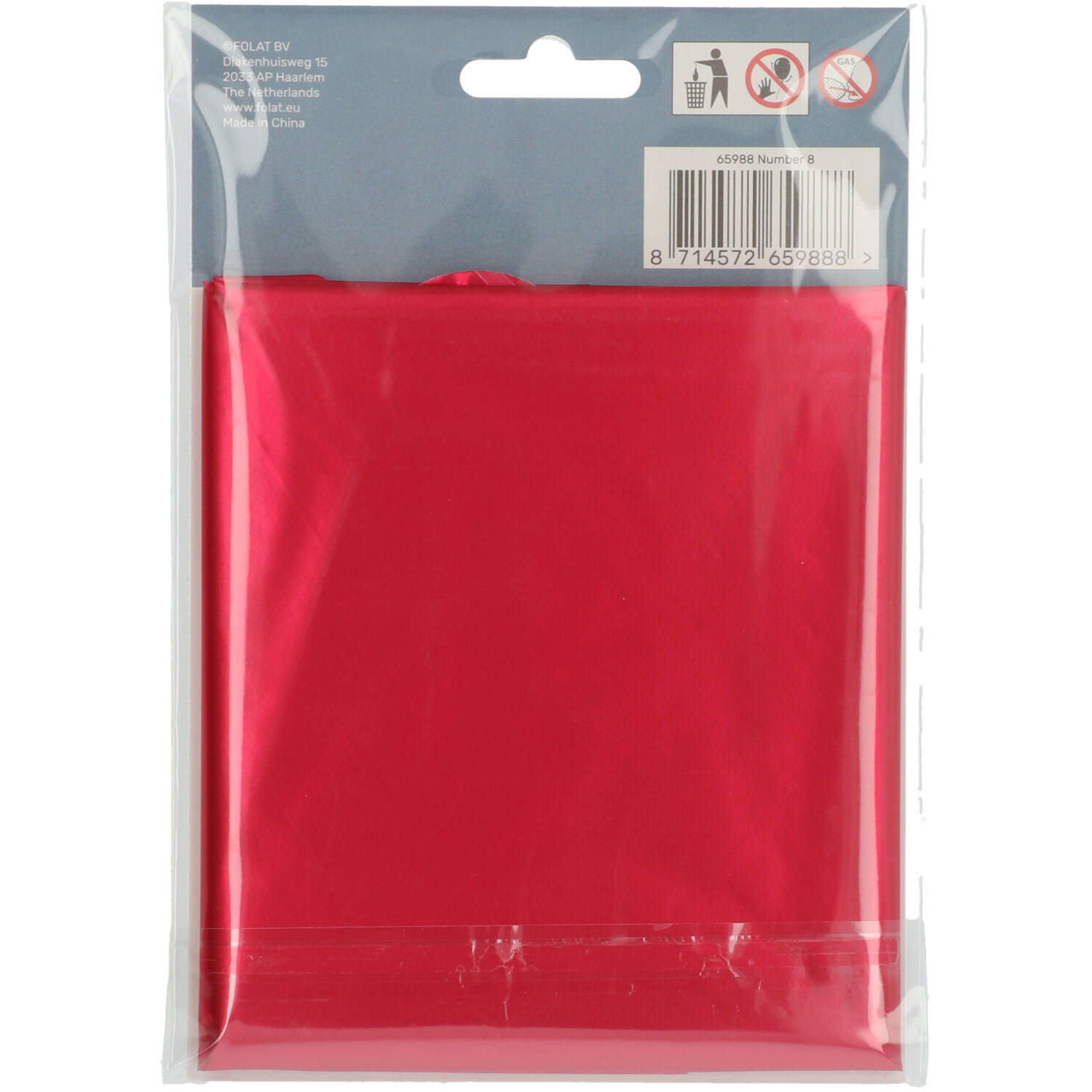 Foil Balloon Number 8 Red Metallic Matt - 86 cm