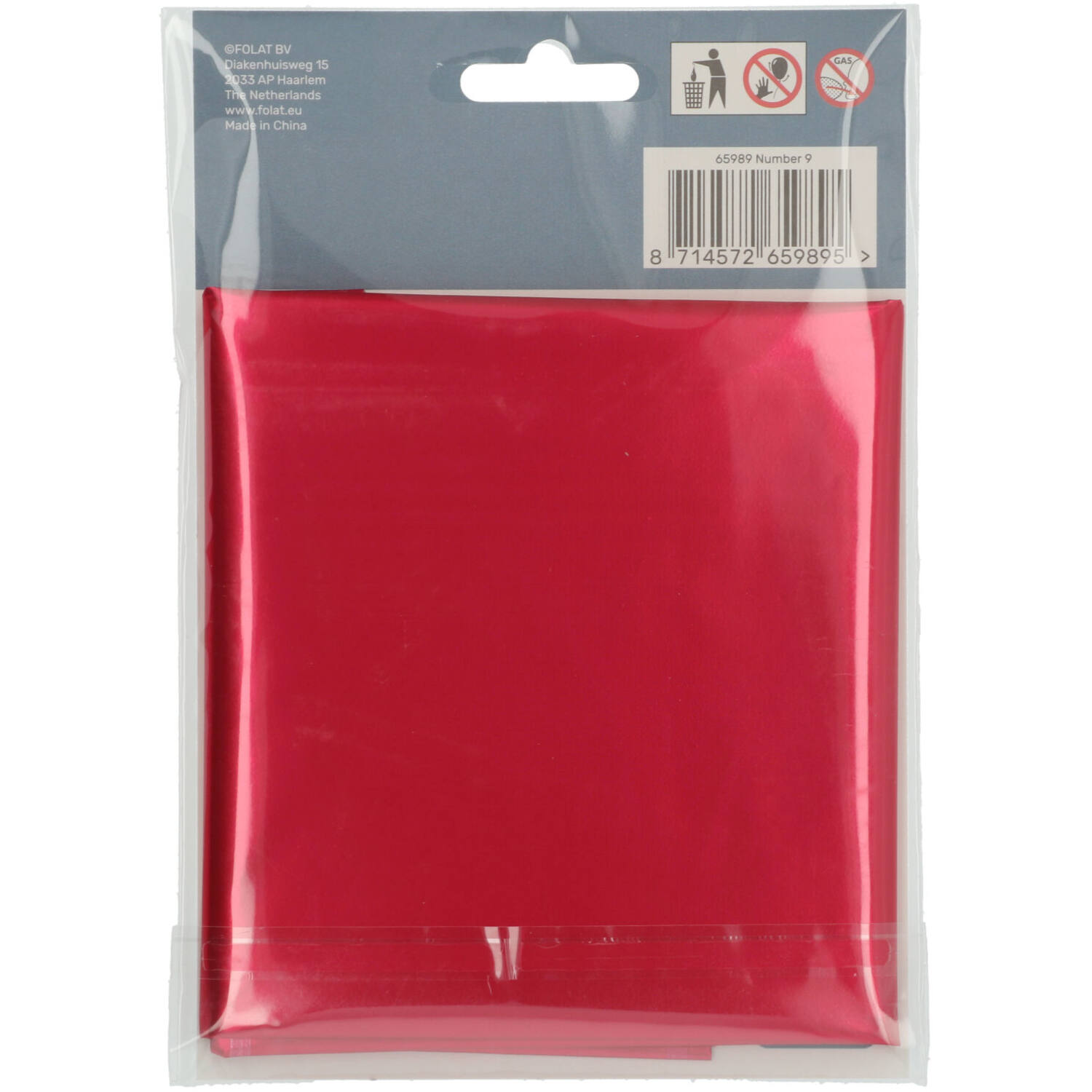 Foil Balloon Number 9 Red Metallic Matt - 86 cm