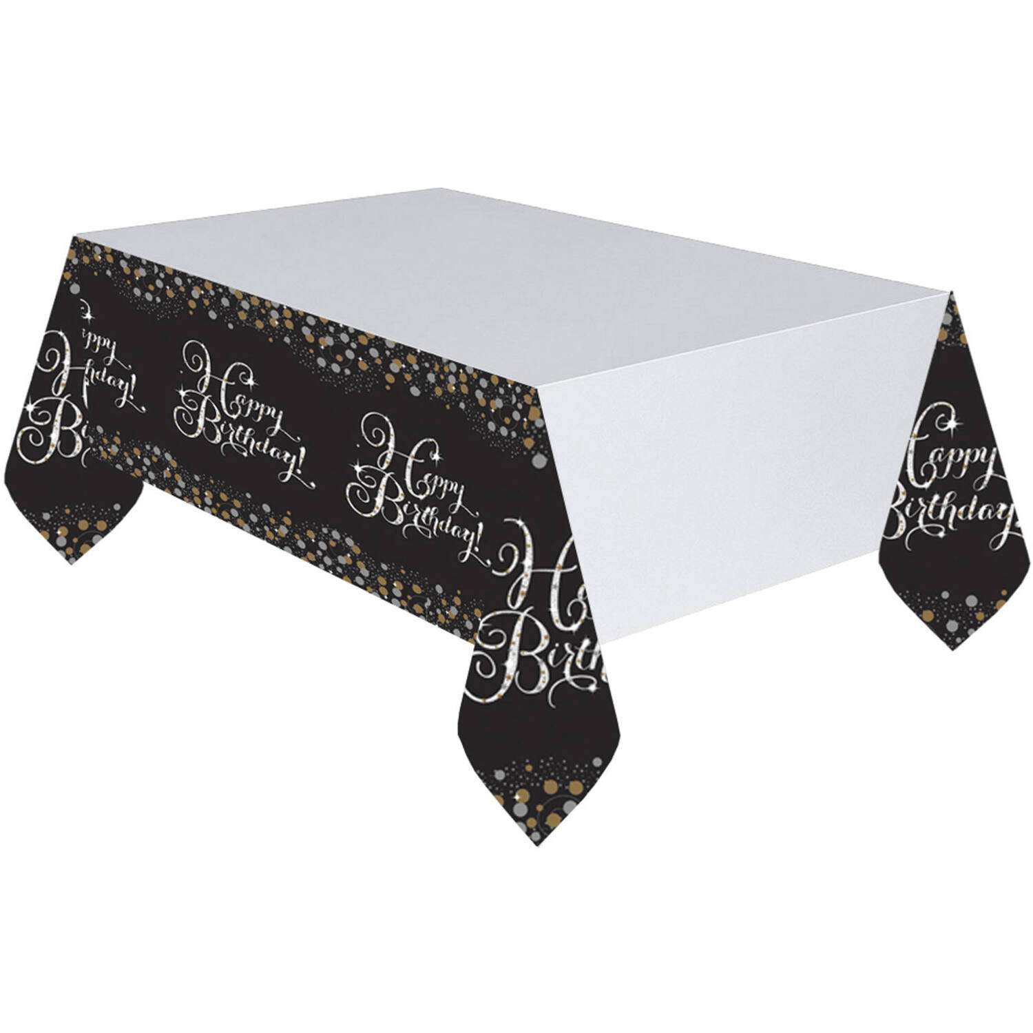 Tablecover Happy Birthday Sparkling Celebrations Plastic Gold 120 x 180 cm