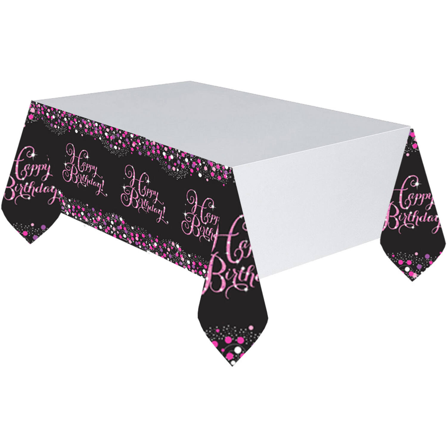 Tablecover Happy Birthday Sparkling Celebrations Plastic Pink 120 x 180 cm